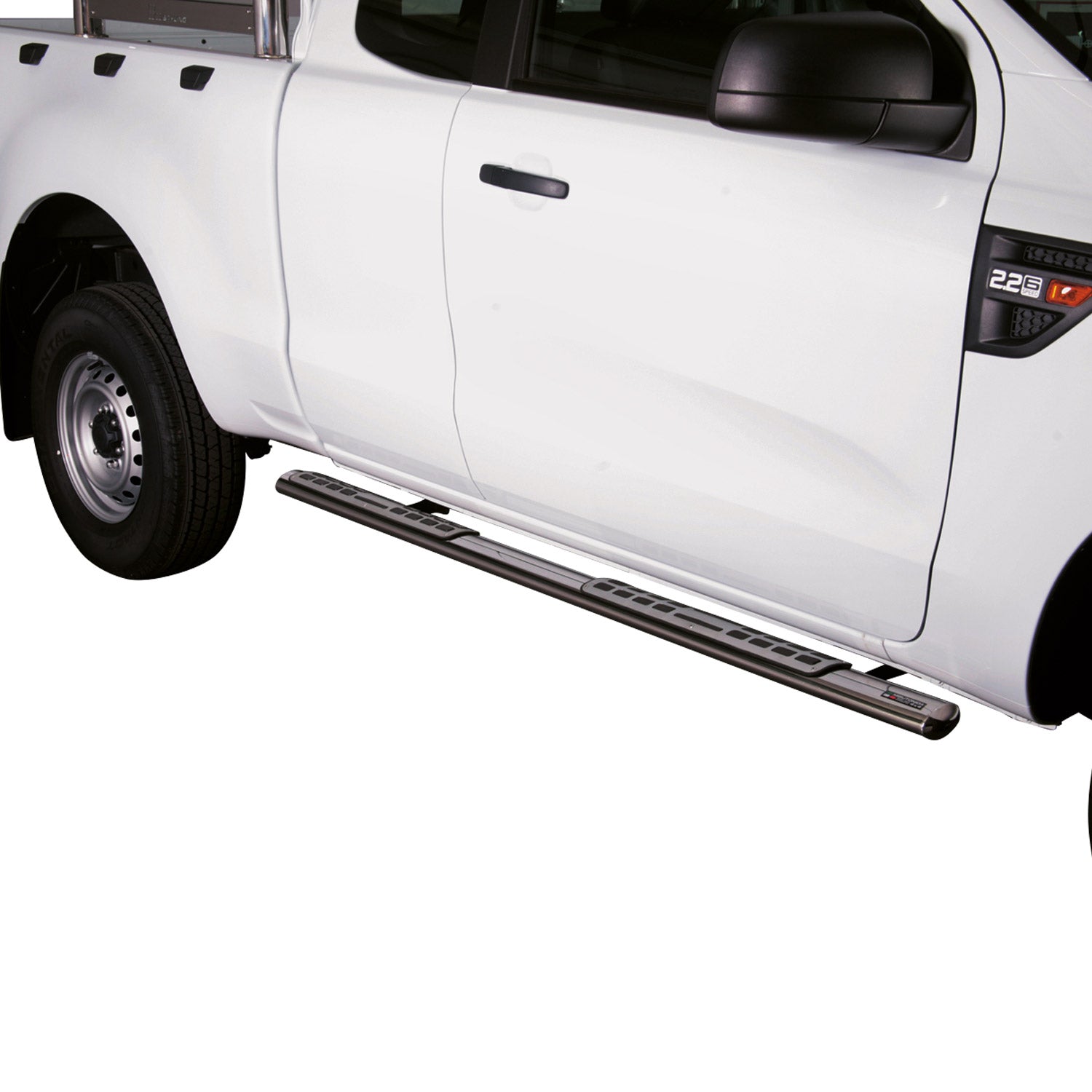 Estribos Barras Laterales para Ford Ranger Single Cab 2012-2025 Plata Acero