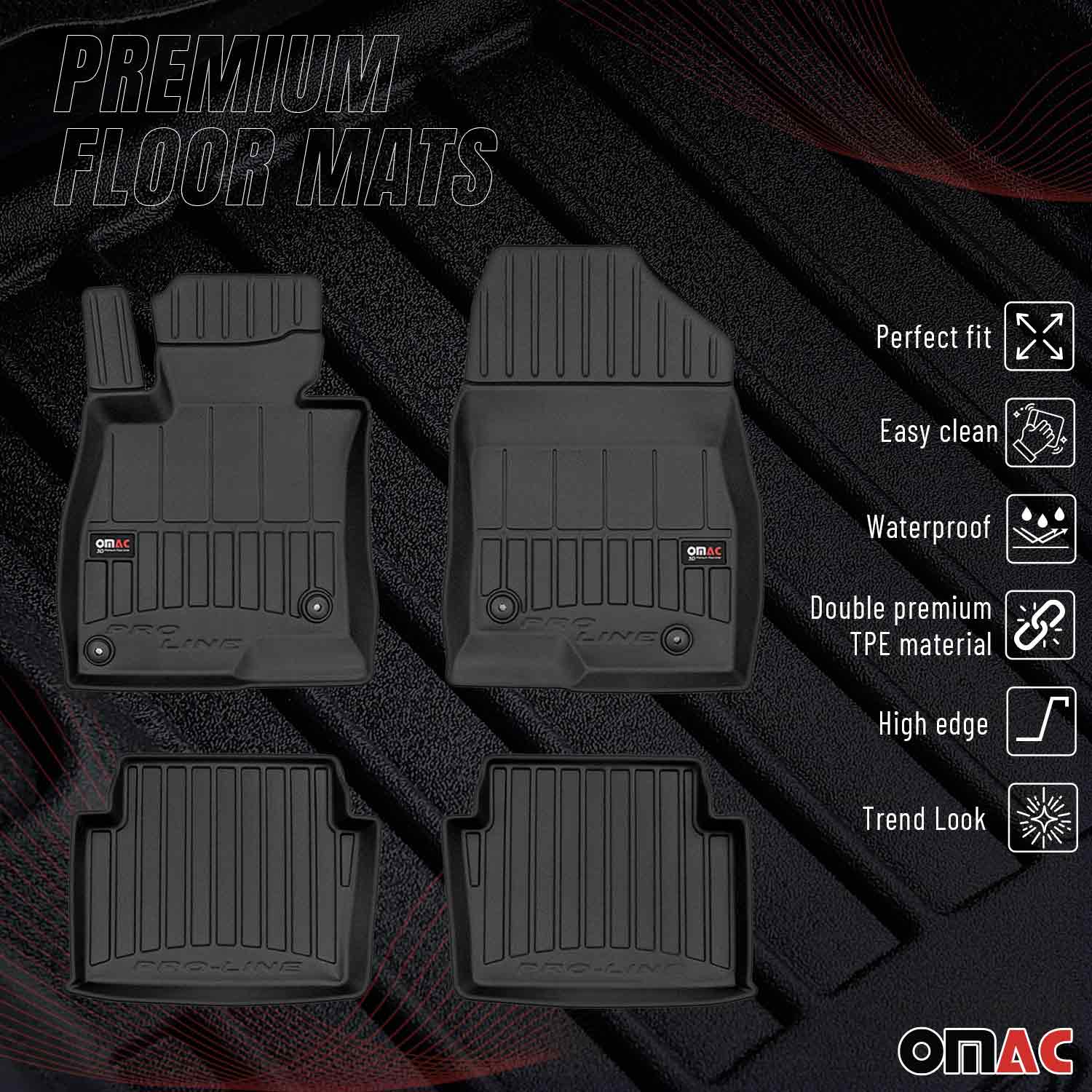 OMAC Premium Alfombrillas De Coche para Mazda 3 2013-2019 Negro TPE Goma 4Pza