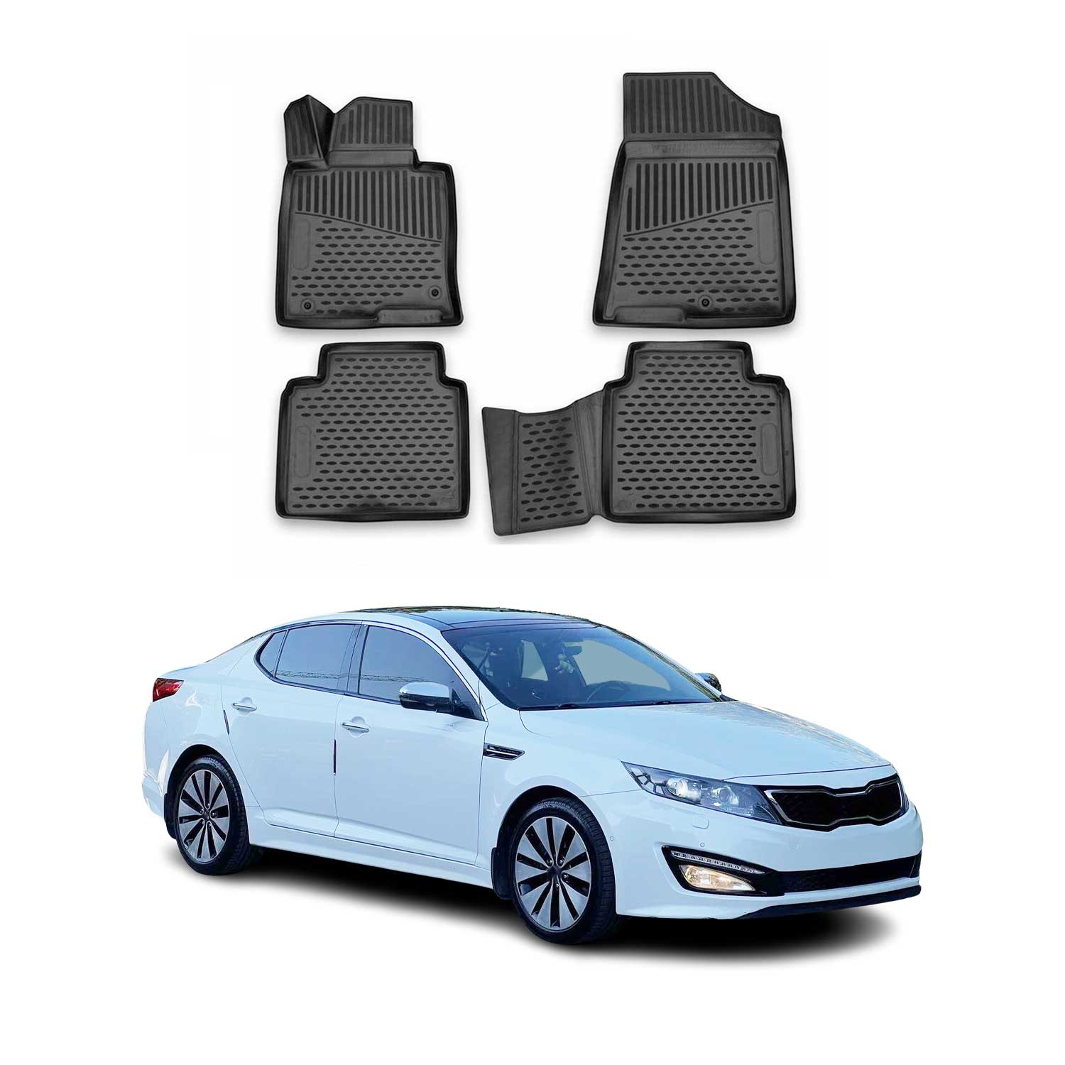 OMAC Alfombrillas De Coche para Kia Optima 2014-2016 Negro Goma TPE 4Pza
