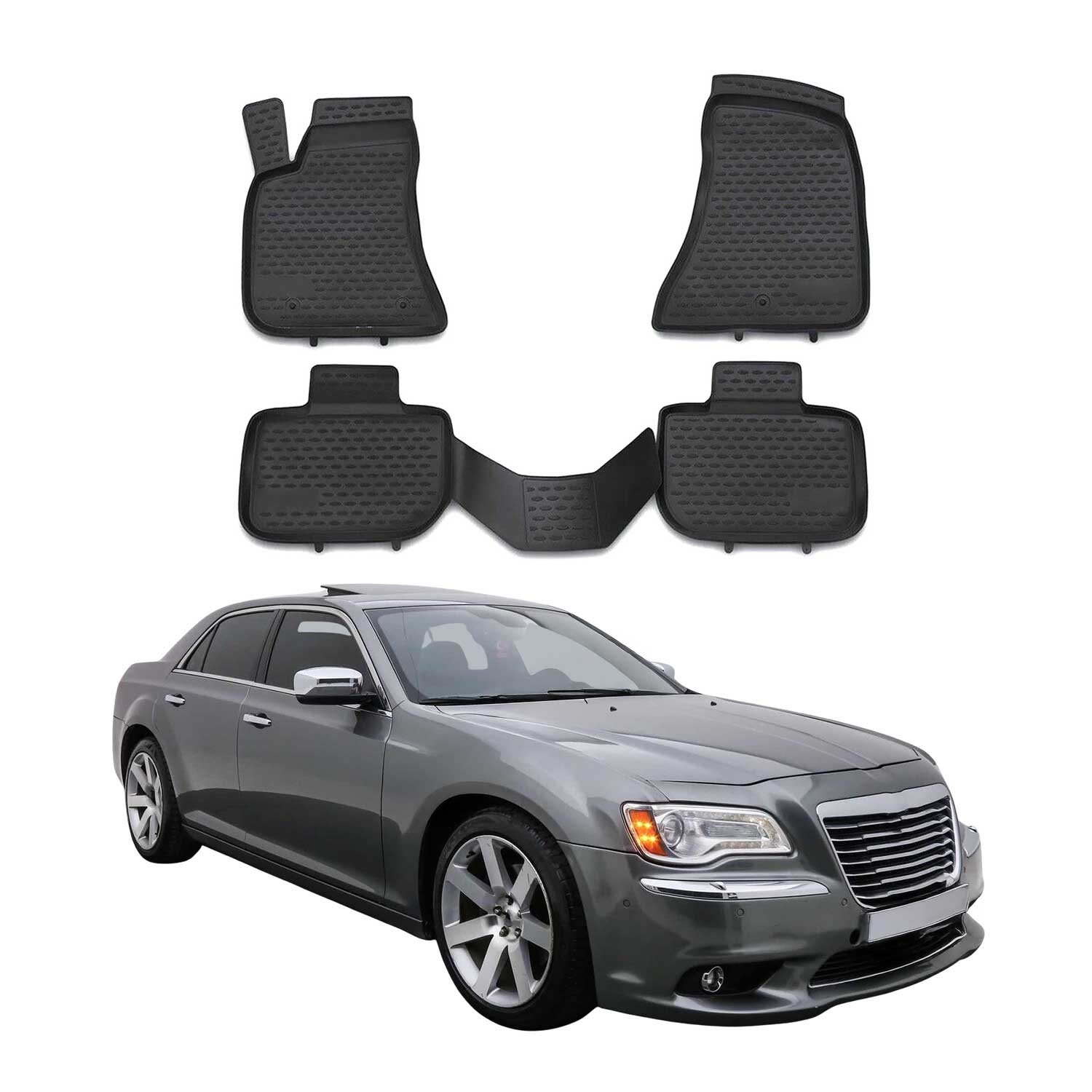 OMAC Alfombrillas De Coche para Lancia Thema 2011-2014 Negro Goma TPE 4Pza