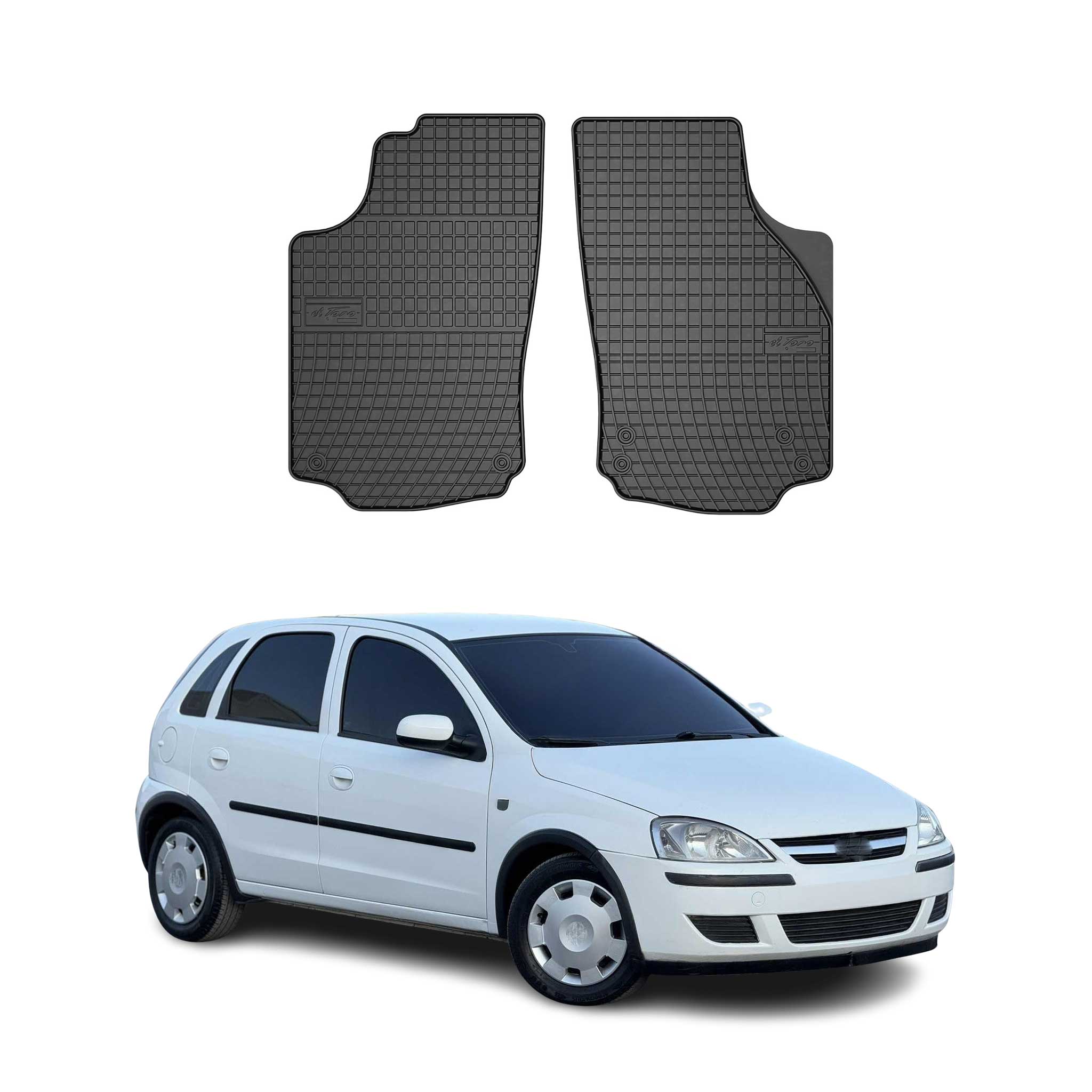 OMAC Alfombrillas De Coche para Opel Corsa C 2000-2006 Negro Goma TPE 2Pza