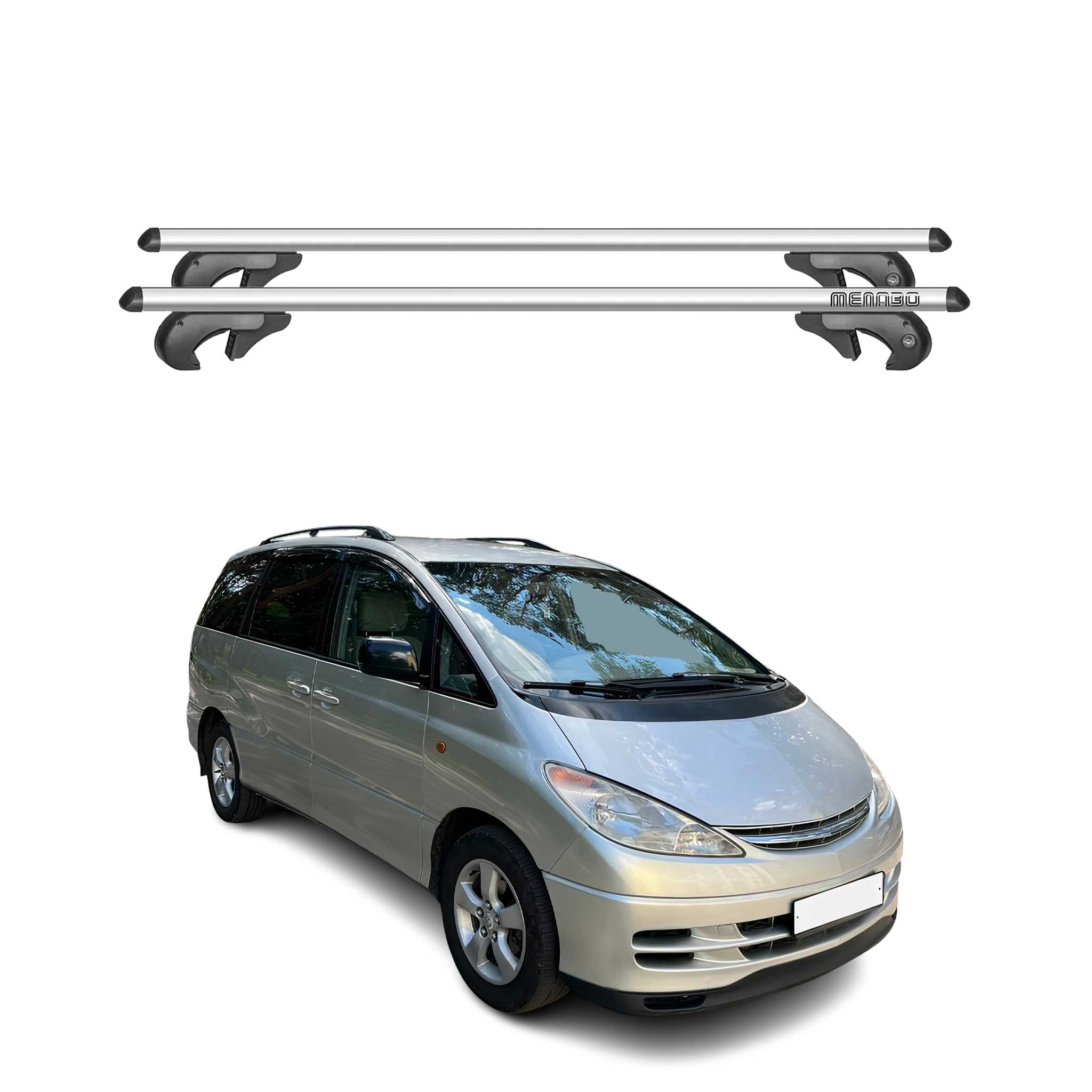 Menabo Barras de Techo Baca para Toyota Previa 2003-2005 Gris Aluminio 2Pza