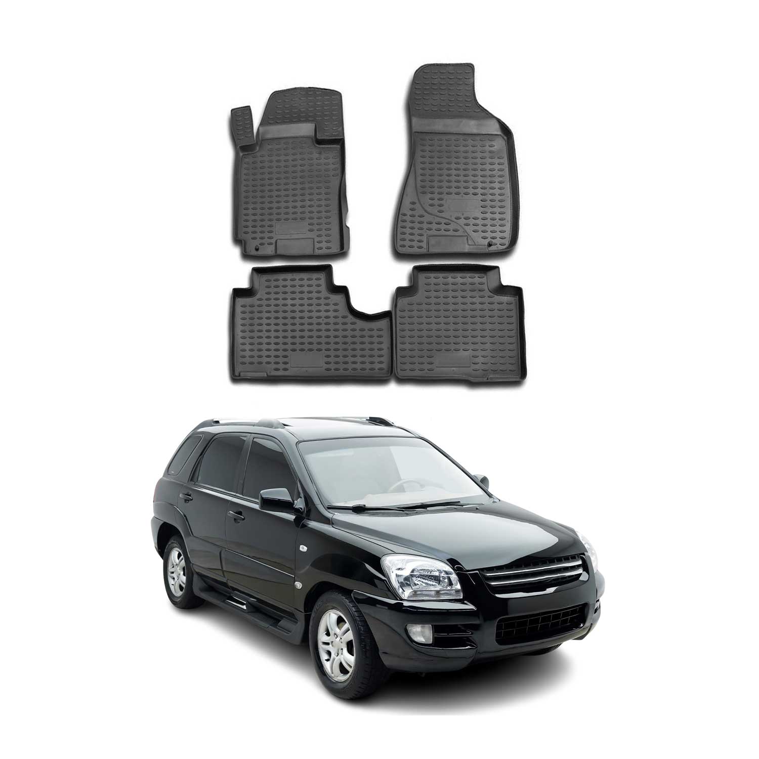 OMAC Alfombrillas De Coche para Kia Sportage 2004-2010 Negro Goma TPE 4Pza