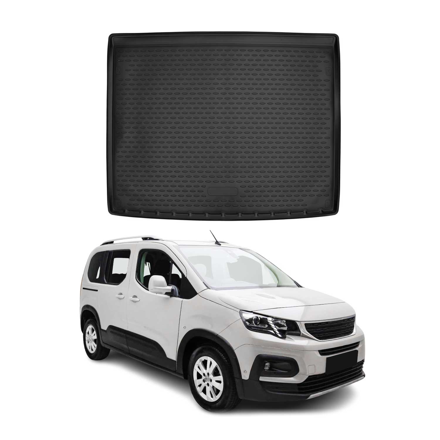 OMAC Bandeja Maletero Alfombrilla para Peugeot Rifter 2018-2021 Negro Goma TPE