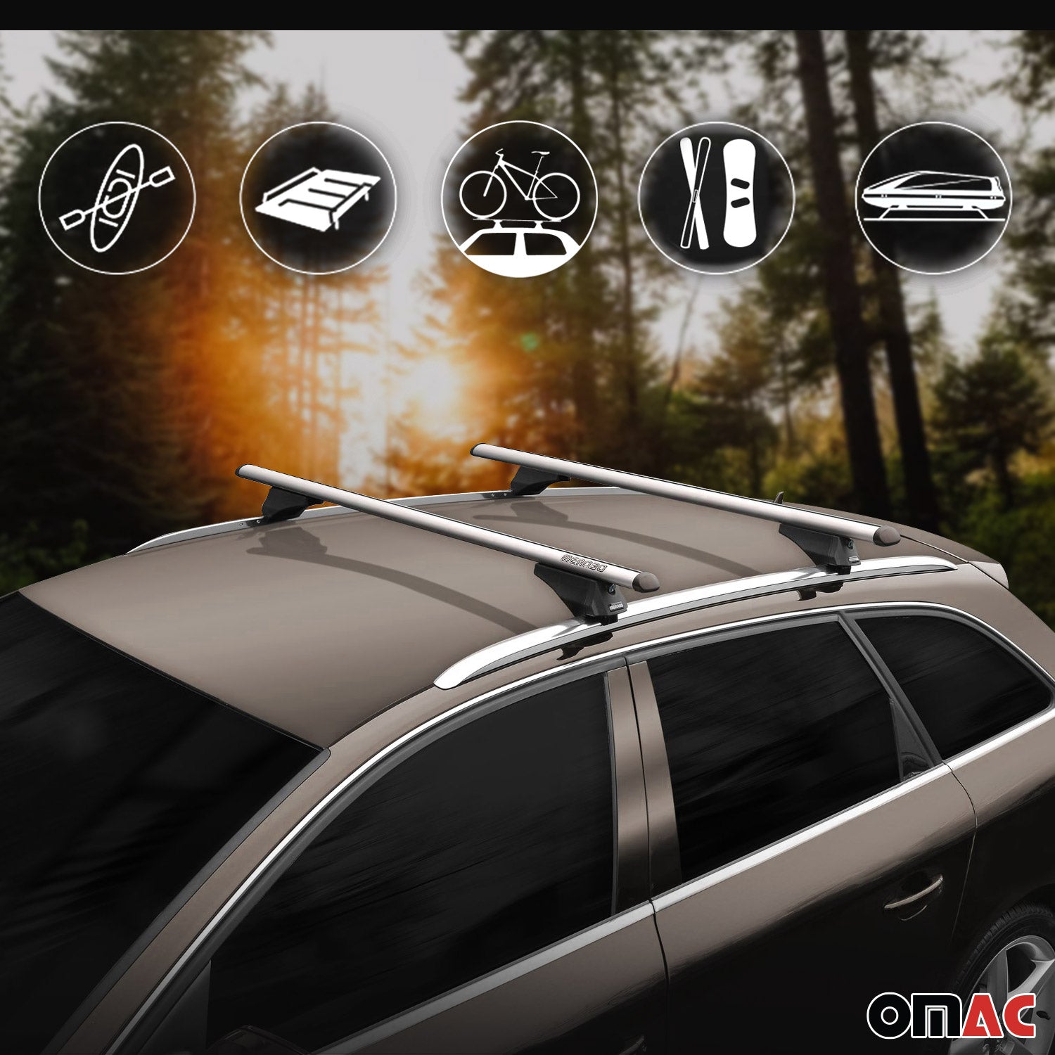 Menabo Barras de Techo Coche Baca para Opel Zafira C Tourer 2011-2019 Gris Alu