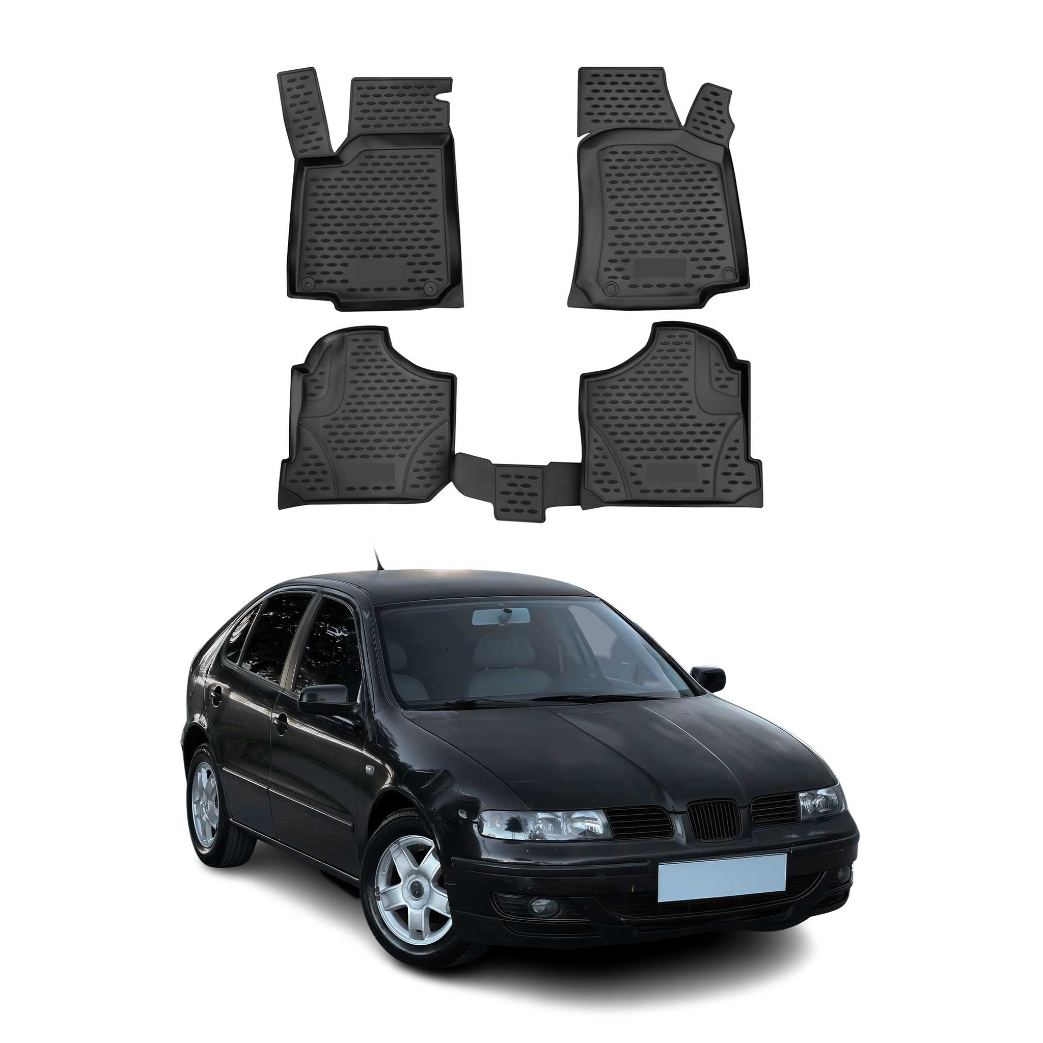 OMAC Alfombrillas De Coche para Seat Leon 1999-2005 Negro Goma TPE 4Pza