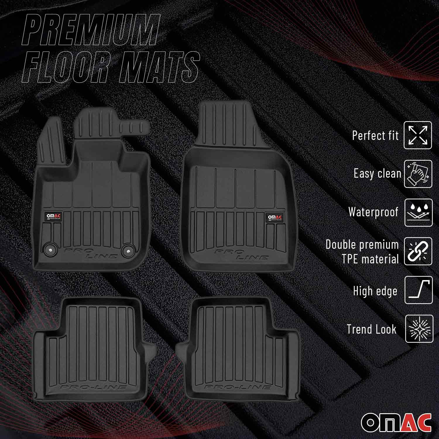 OMAC Premium Alfombrillas De Coche para Fiat 500E 2020-2025 Negro TPE Goma 4Pza