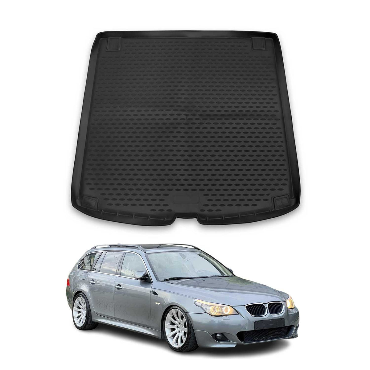 OMAC Bandeja Maletero Alfombrilla para BMW Serie 5 E61 M5 2004-2010 Negro Goma