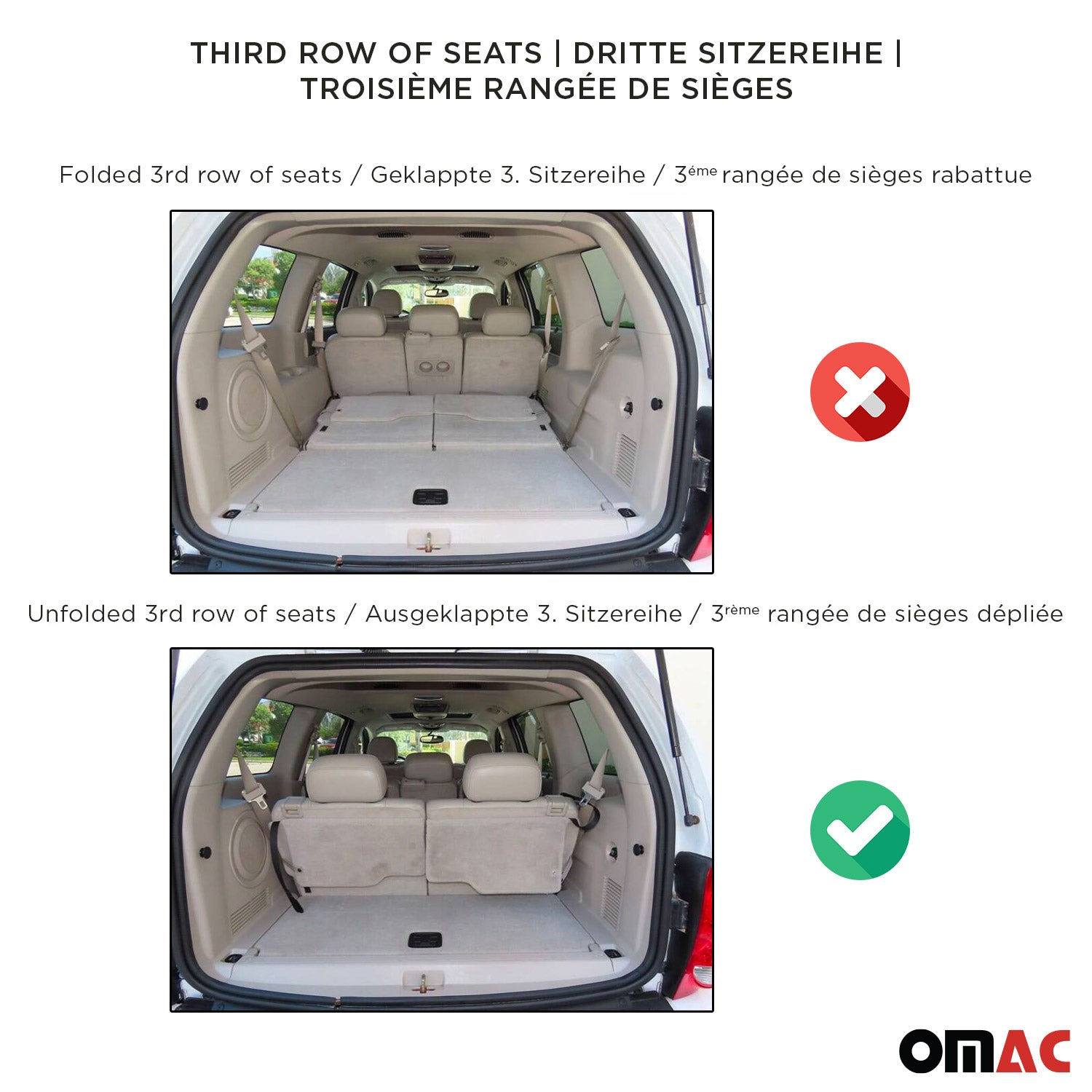 OMAC Premium Bandeja Maletero Alfombrilla para Ford S-Max 2015-2024 7Asiento