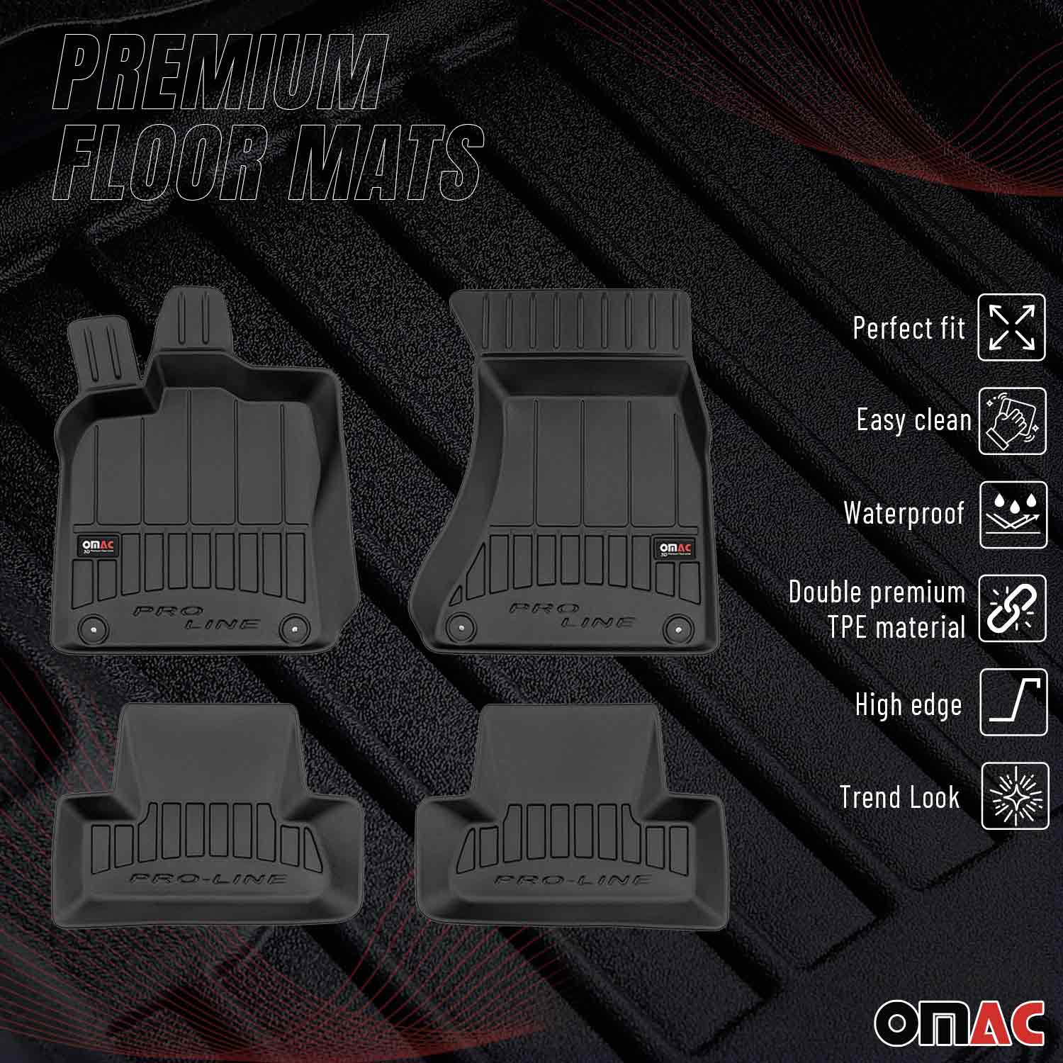 OMAC Premium Alfombrillas De Coche para Audi Q5 2008-2017 Negro TPE Goma 4Pza