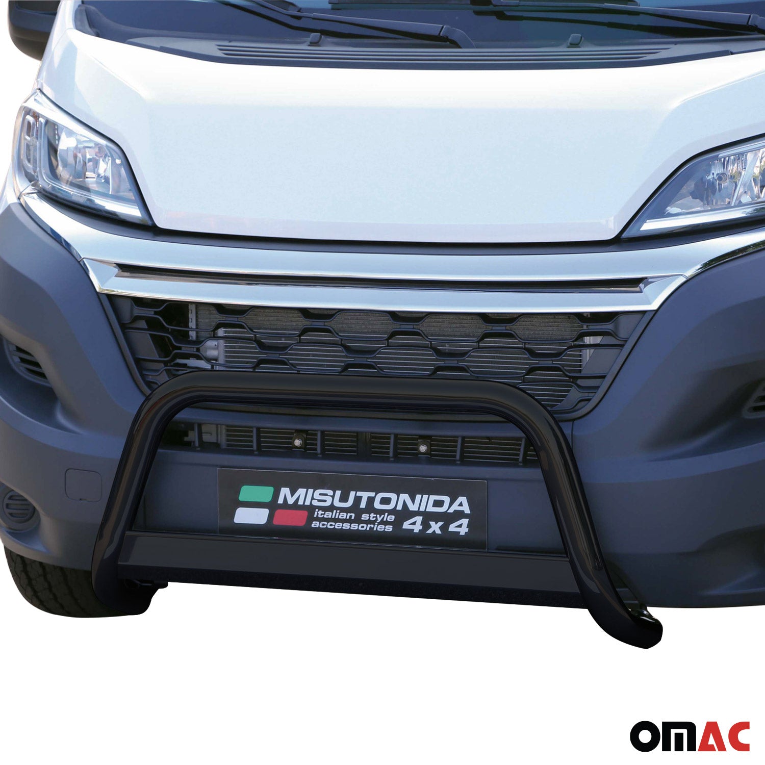 Bull Barra Frontal para Citroen Jumper 2014-2025 Negro Brillante Acero 1Pza