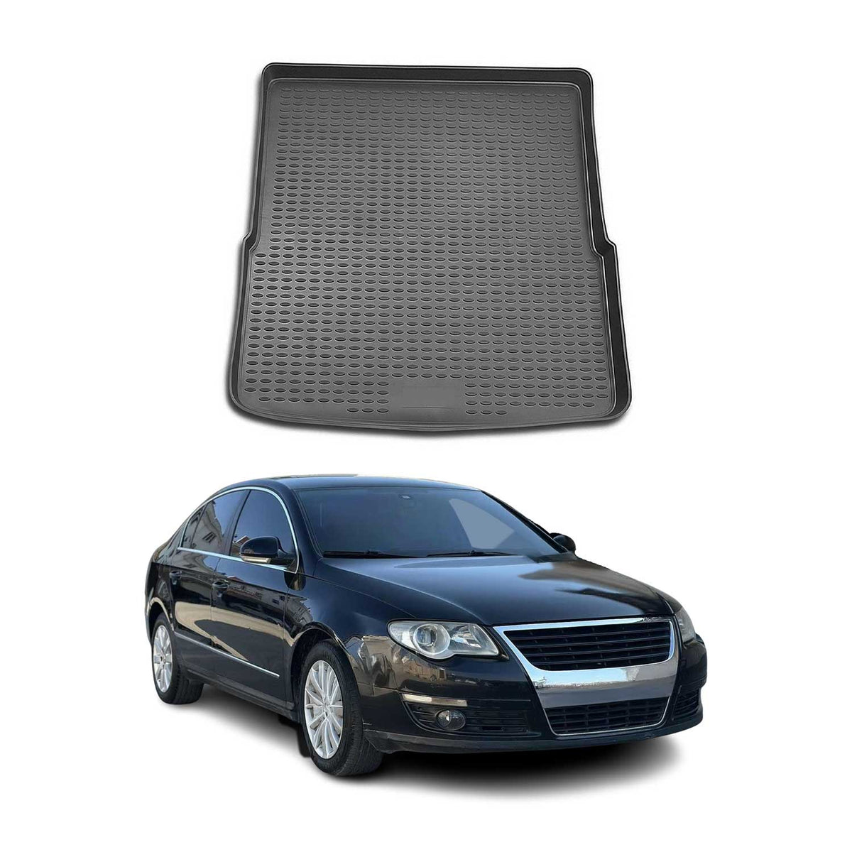 OMAC Bandeja Maletero Alfombrilla para VW Passat B6 Familiar 2005-2010 Negro TPE
