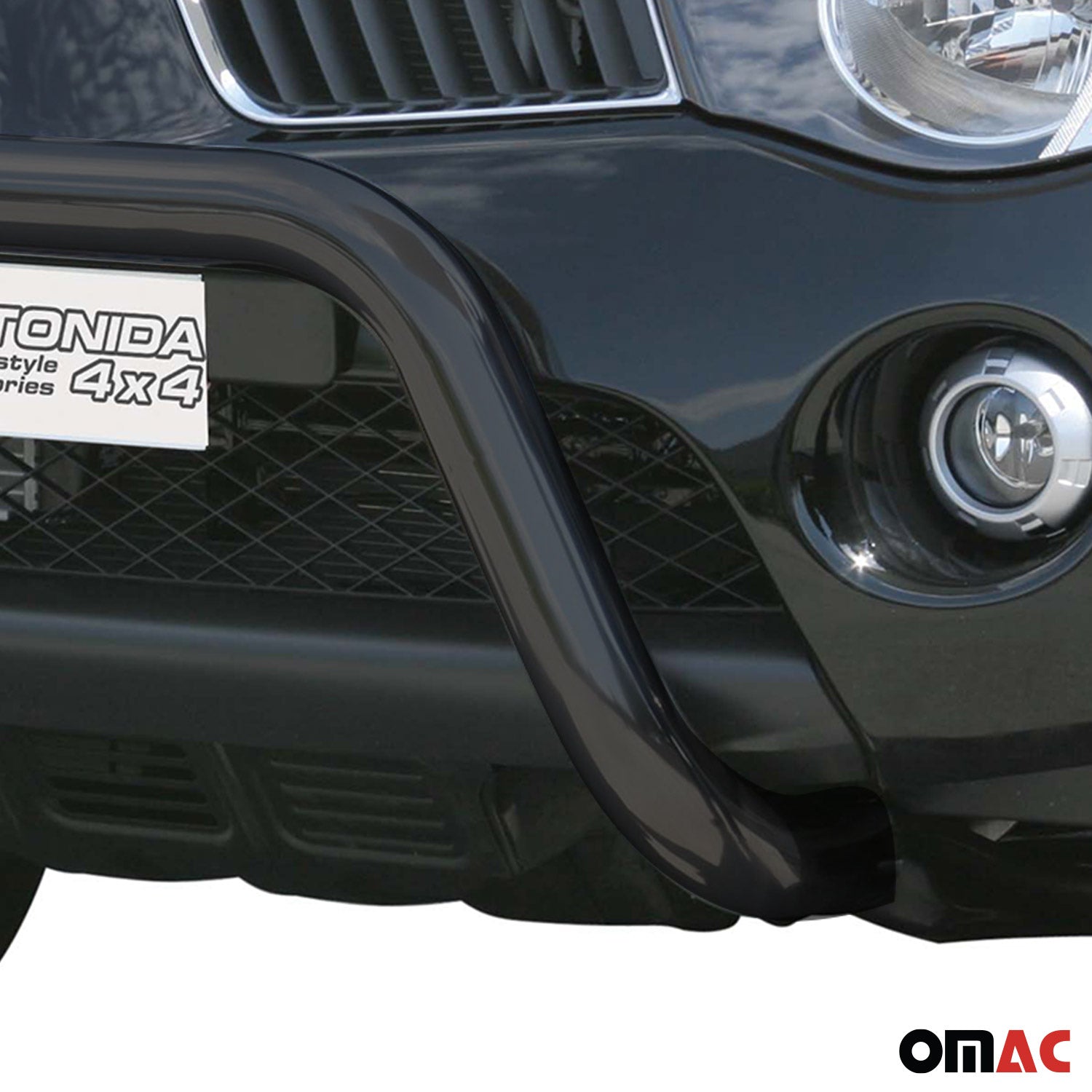Bull Barra Frontal para Mitsubishi L200 2006-2009 Negro Brillante Acero 1Pza