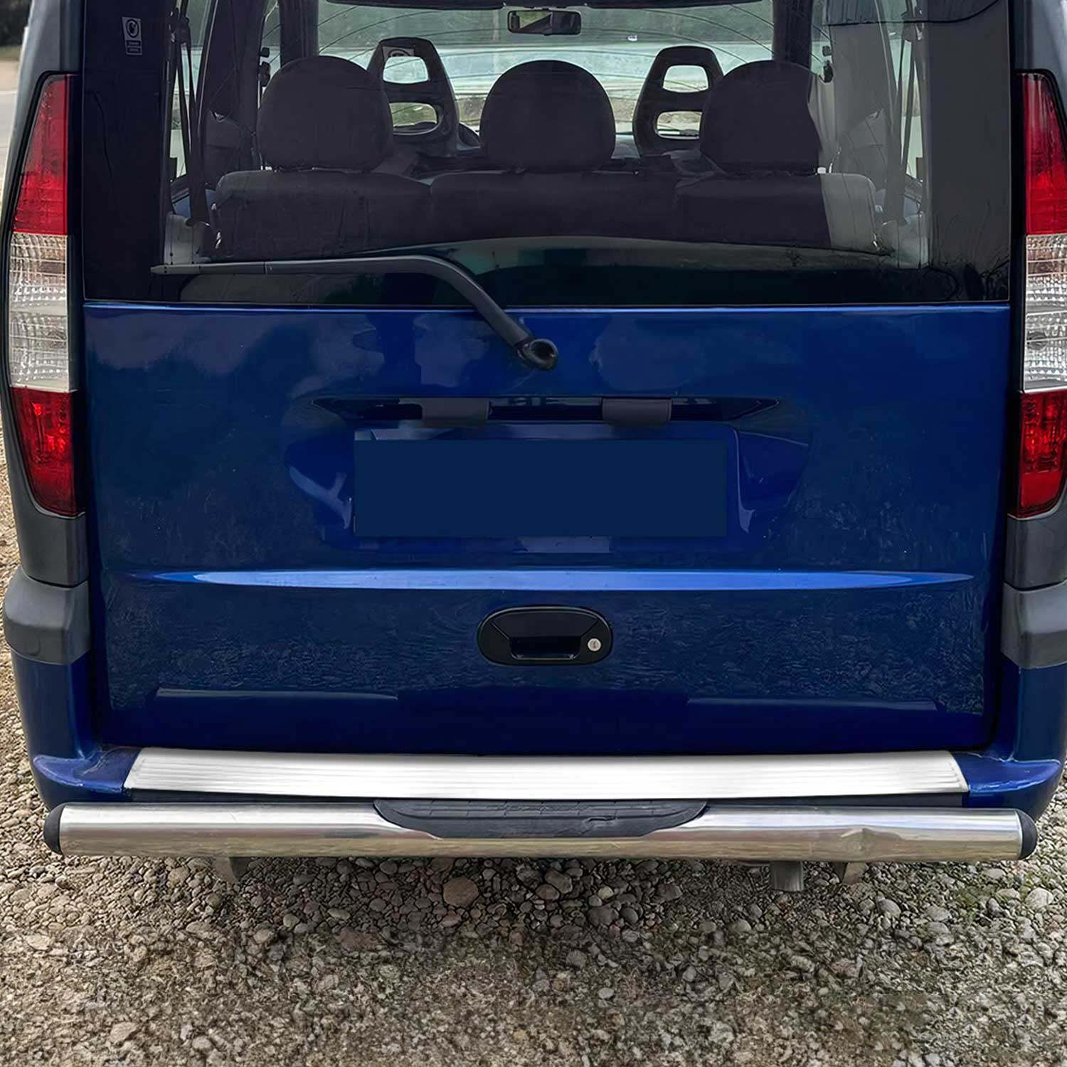 Protector de Parachoques Trasero para Fiat Doblo 2000-2010 Plata Brillante Acero