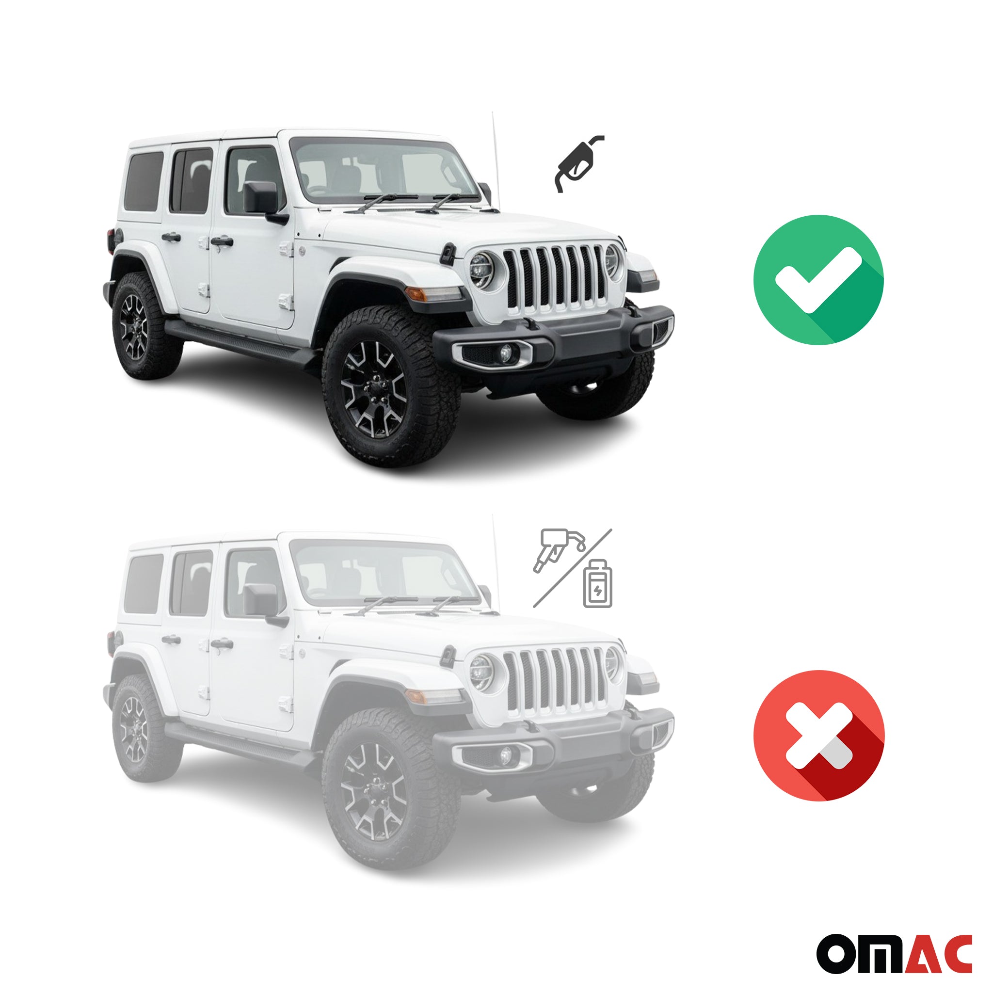 OMAC Alfombrillas De Coche para Jeep Wrangler Rubicon 2017-2025 Negro TPE 4Pza