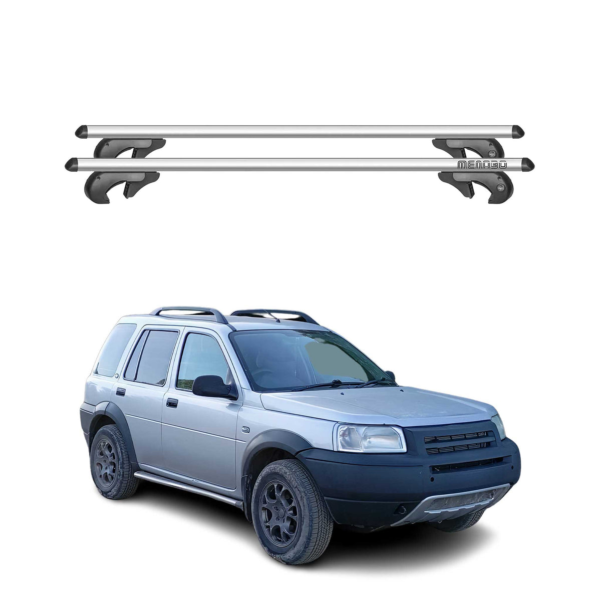 Menabo Barras de Techo Baca para Land Rover Freelander L314 1996-2004 Gris Alu