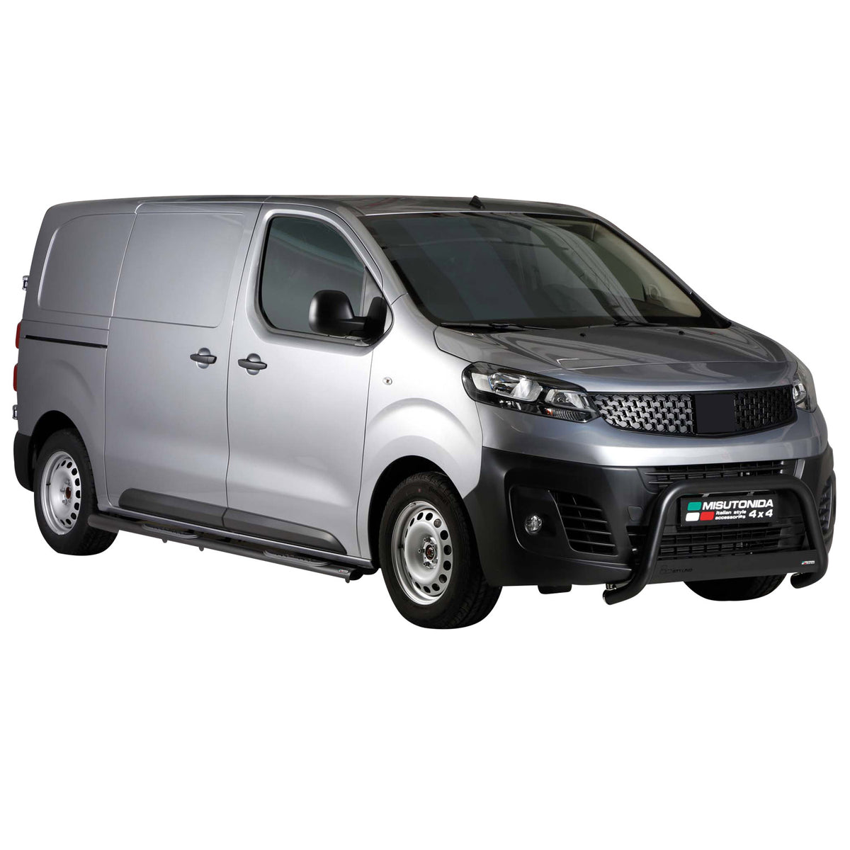 Bull Barra Frontal para Fiat Scudo 2022-2025 Negro Brillante Acero 1Pza