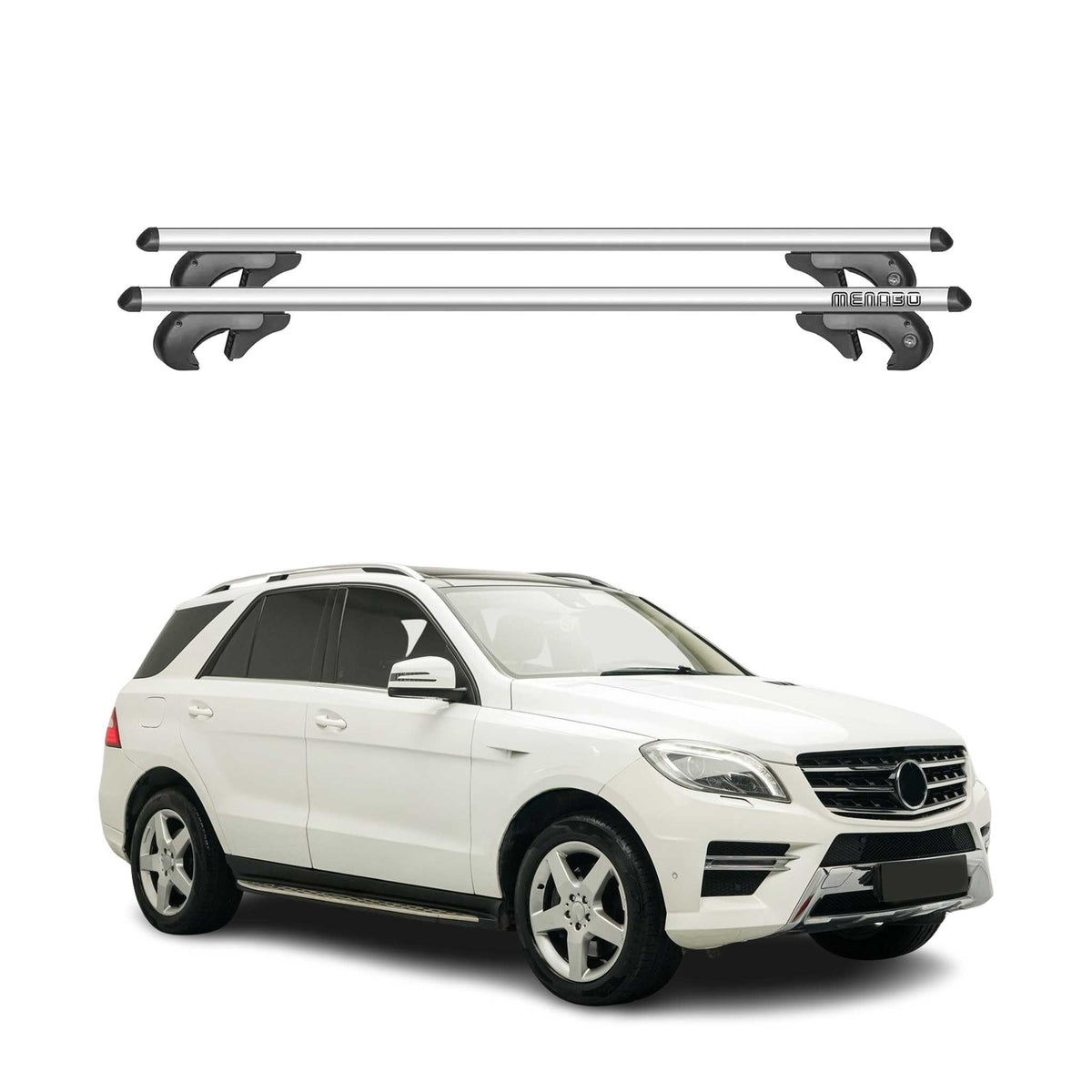 Menabo Barras de Techo Coche Barra para Mercedes M Class W166 2011-2015 Gris Alu