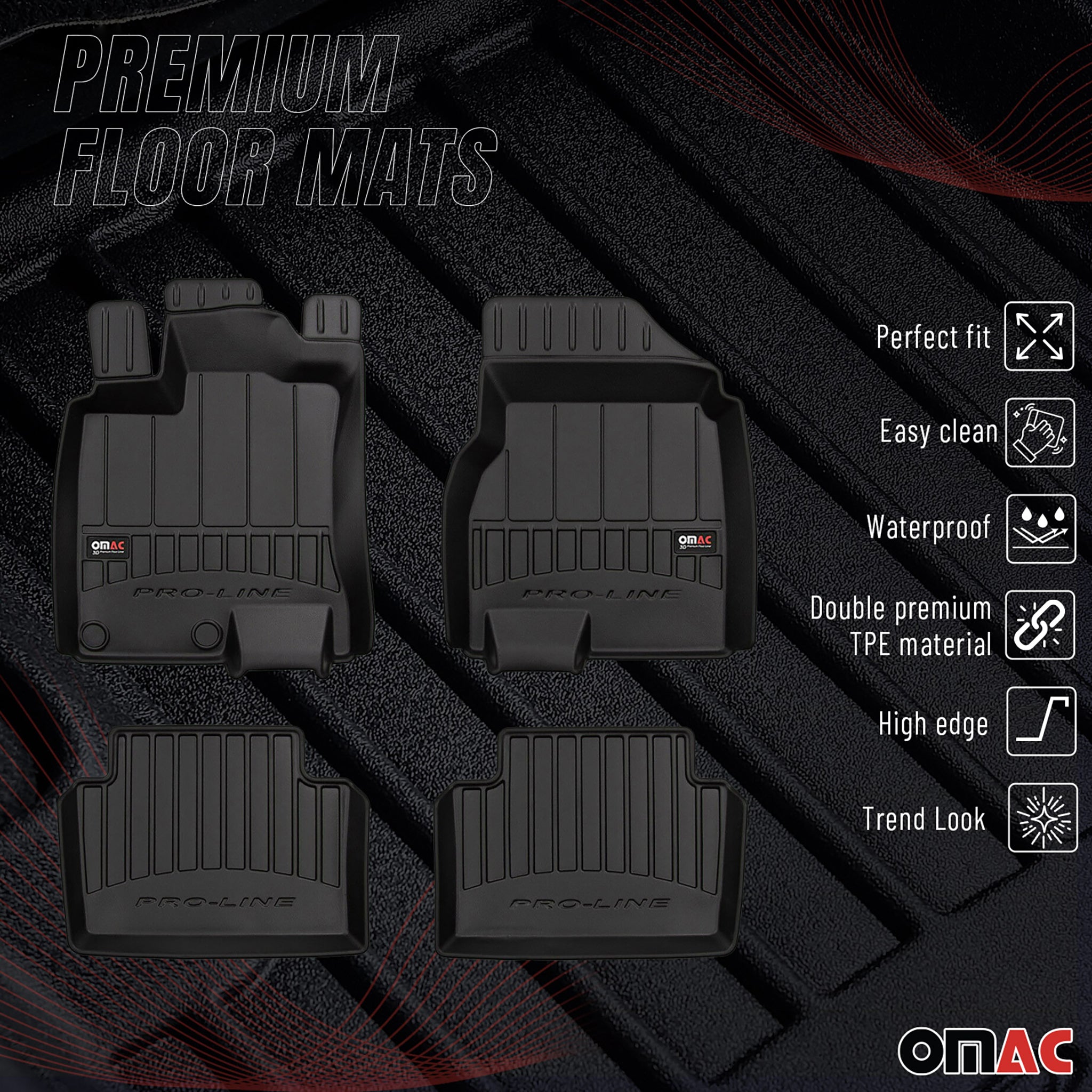 OMAC Premium Alfombrillas Coche para Nissan Qashqai Tekna J10 2006-2014 TPE