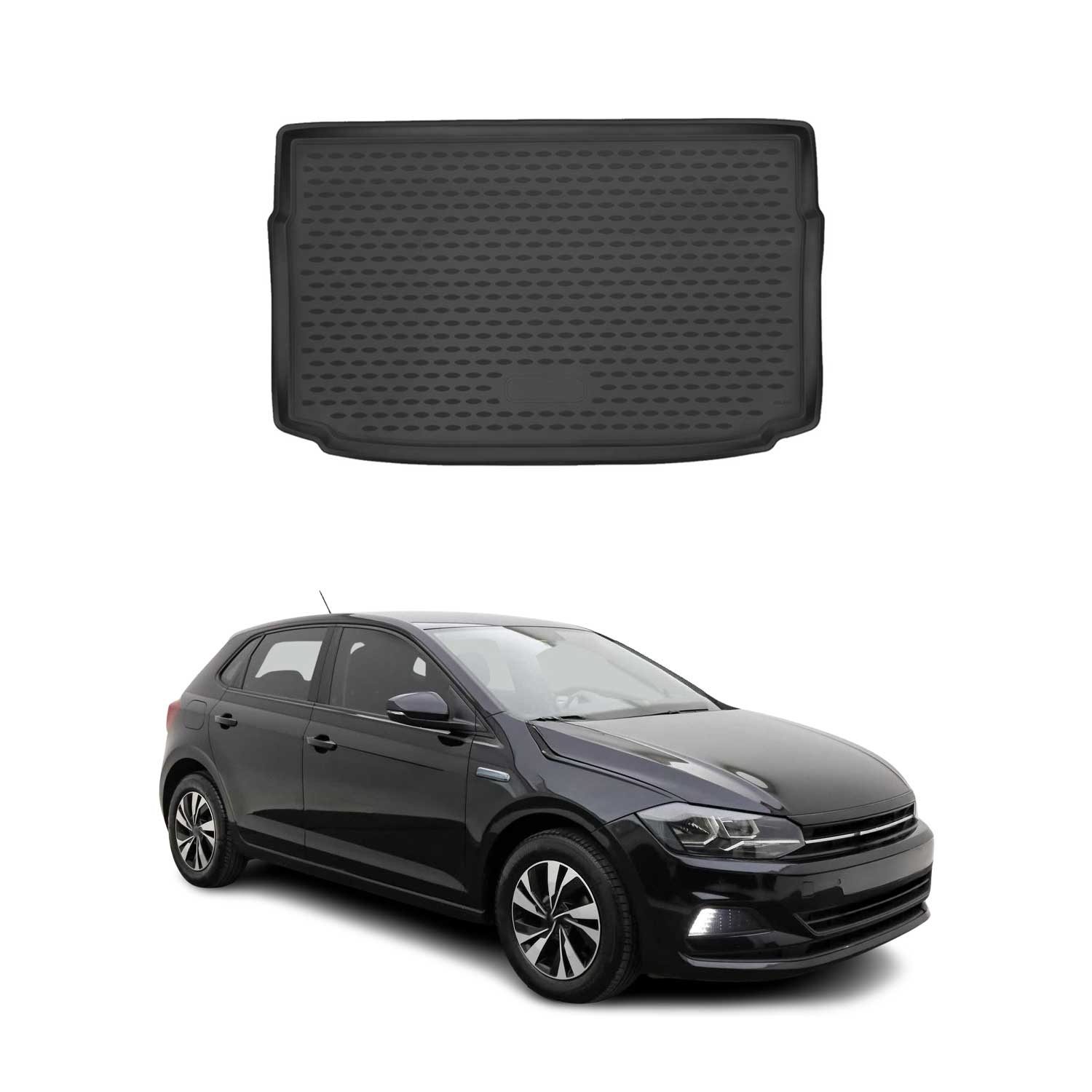 OMAC Bandeja Maletero Alfombrilla para VW Polo 2018-2021 Negro Goma TPE 1Pza