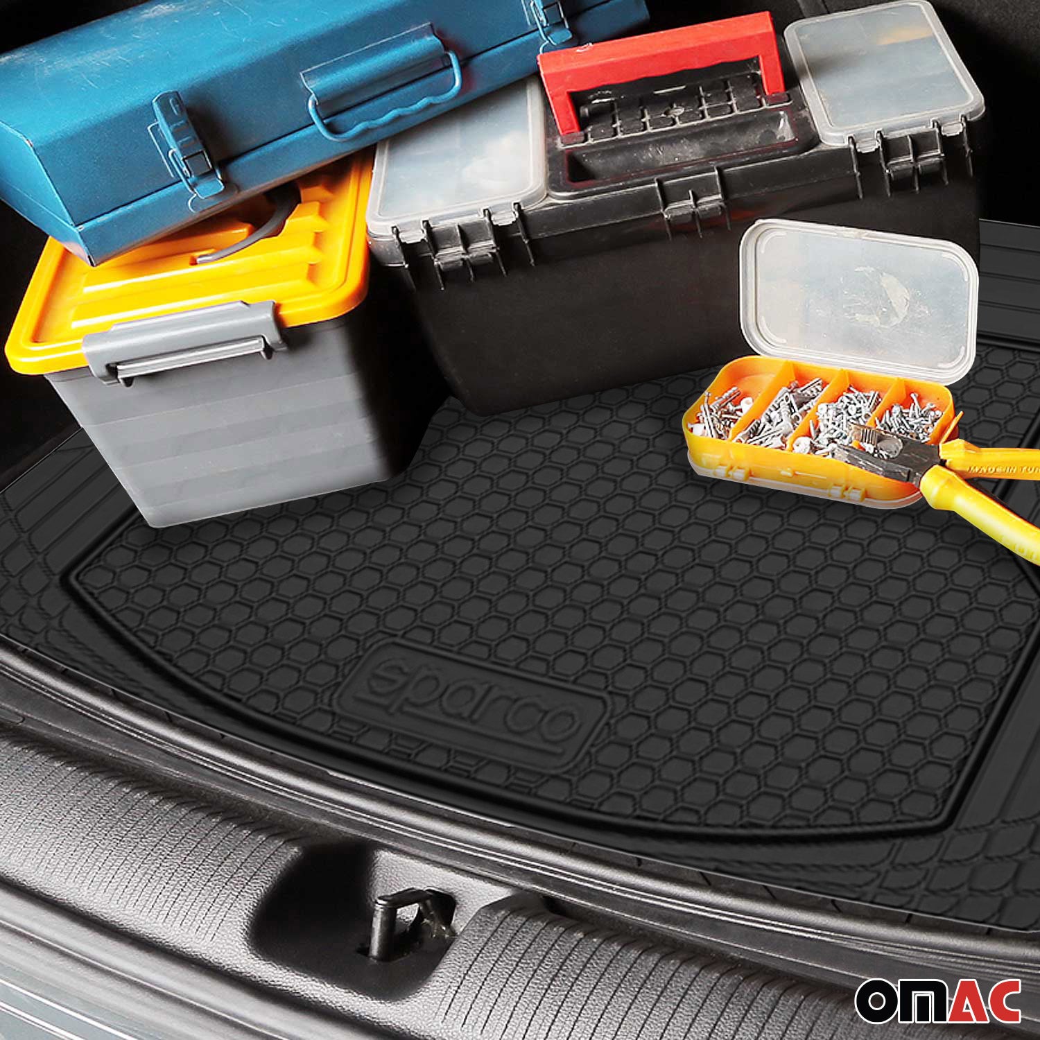 Sparco Bandeja Maletero Alfombrilla para Opel Goma Negro