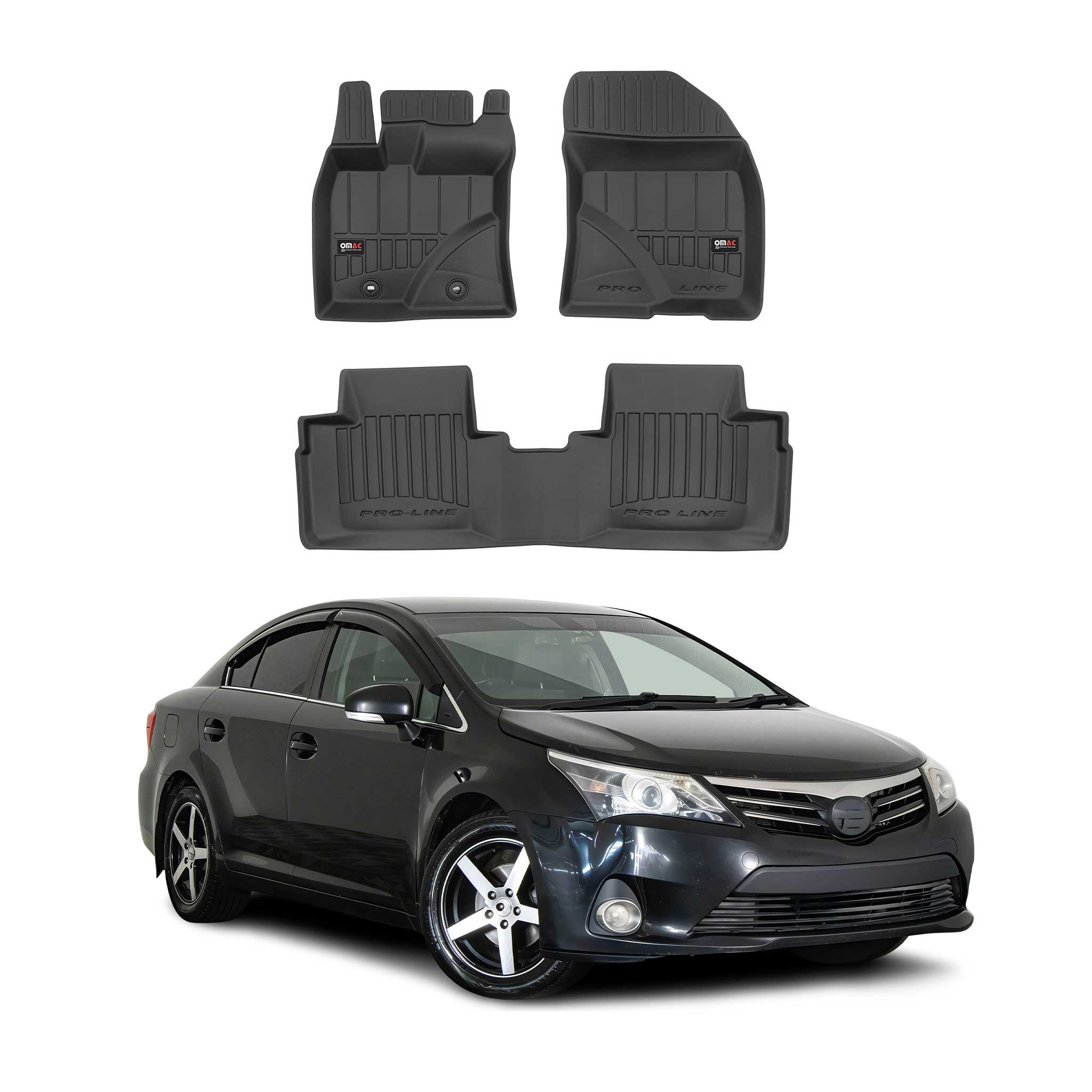 OMAC Premium Alfombrillas De Coche para Toyota Avensis 2009-2018 TPE Goma 3x