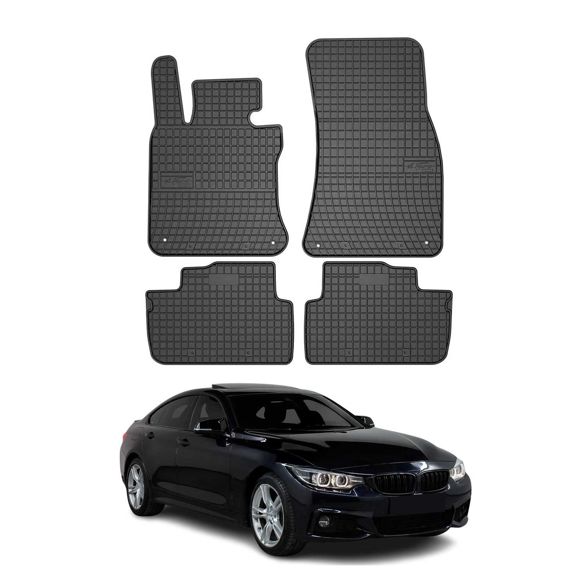 OMAC Alfombrillas De Coche para BMW Serie 4 F32 Cupé 2013-2020 Negro Goma 4Pza