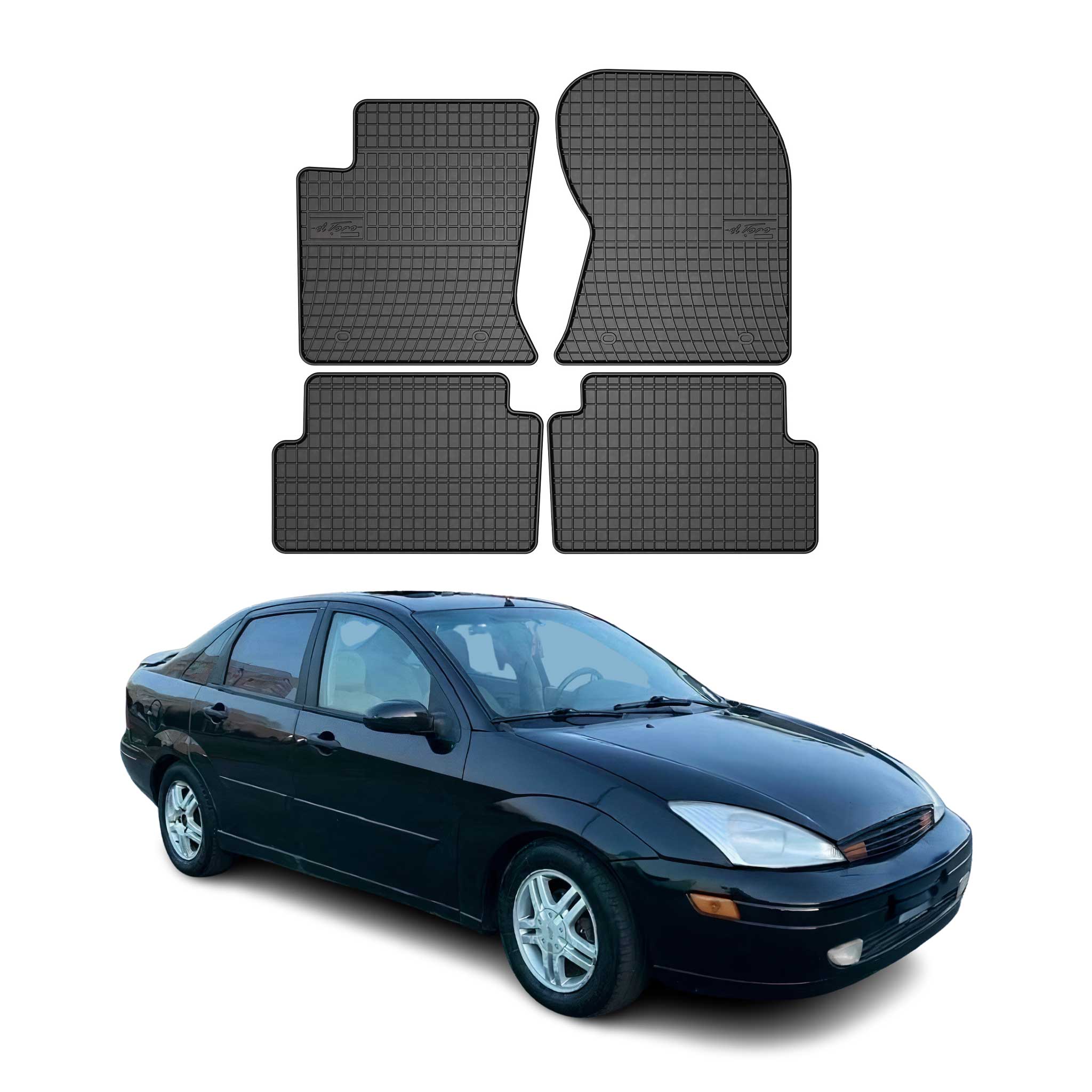 OMAC Alfombrillas De Coche para Ford Focus 1998-2005 Negro Goma 4Pza