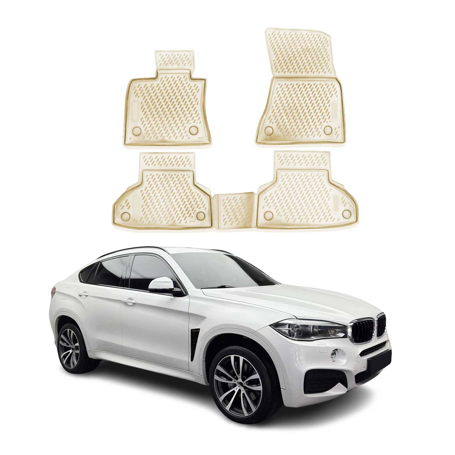 OMAC Alfombrillas De Coche para BMW X6 F16 F86 2014-2019 Beige Goma 4Pza