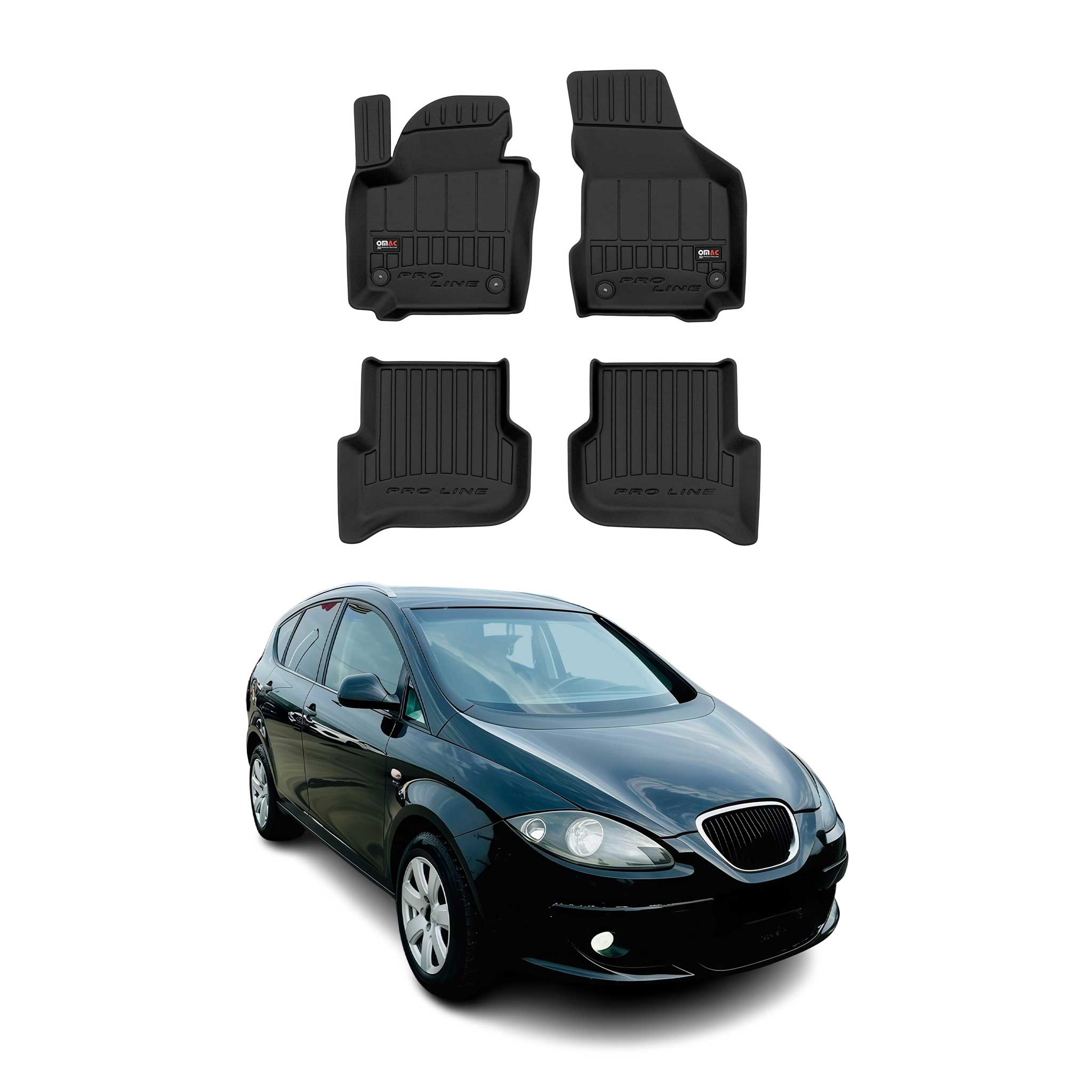 OMAC Premium Alfombrillas De Coche para Seat Altea 2004-2015 Negro TPE Goma 4Pza
