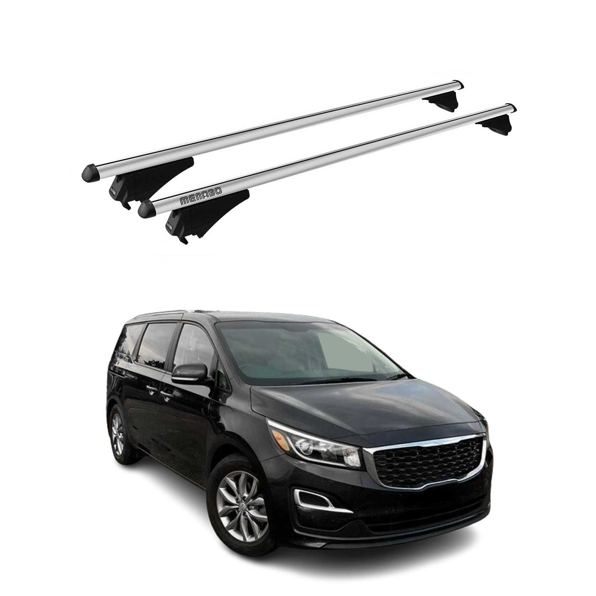 Menabo Barras de Techo Coche Baca para Kia Grand Carnival 2014-2020 Gris Alu 2x