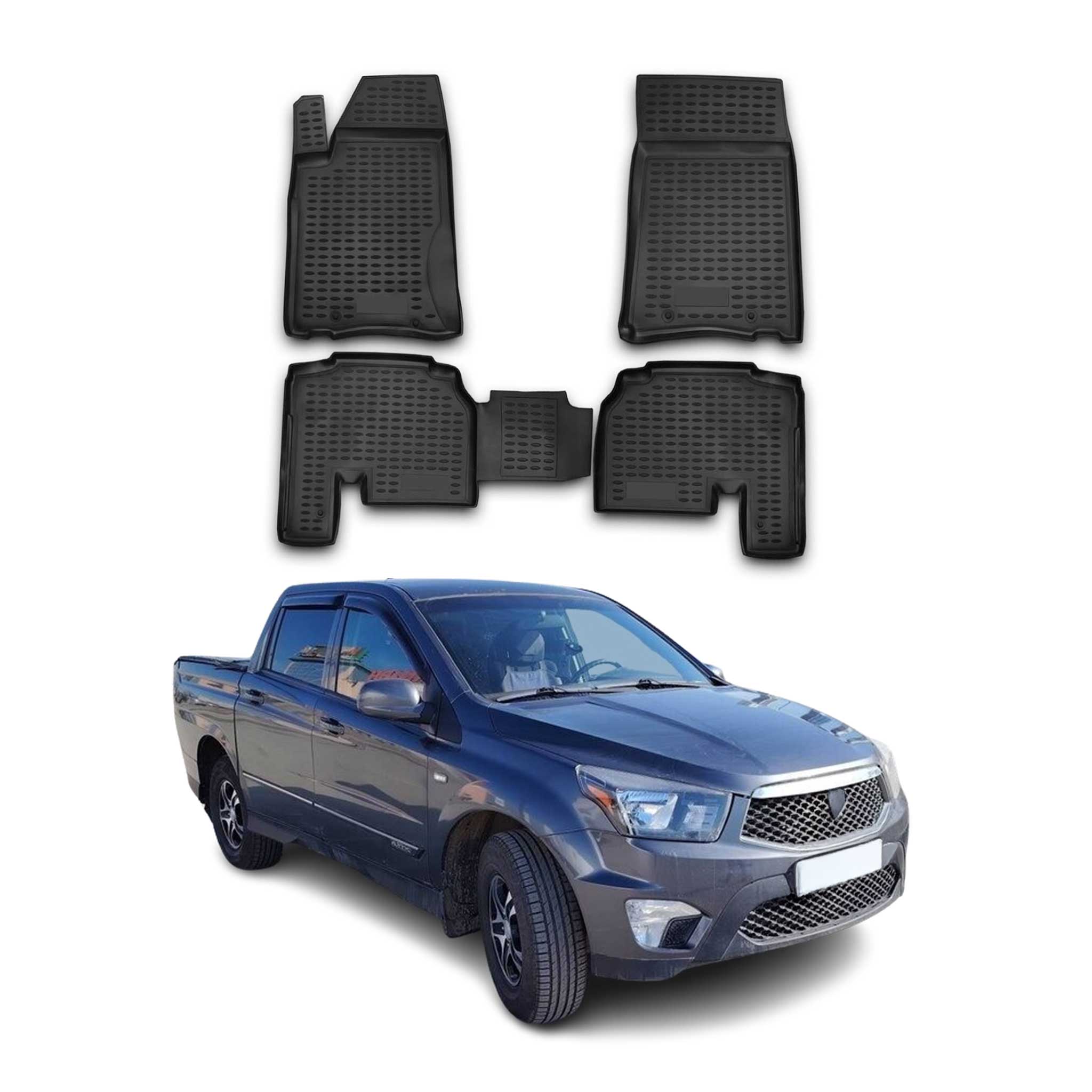 OMAC Alfombrillas De Coche para Ssangyong Actyon Sports 2012-2021 Negro TPE 4Pza