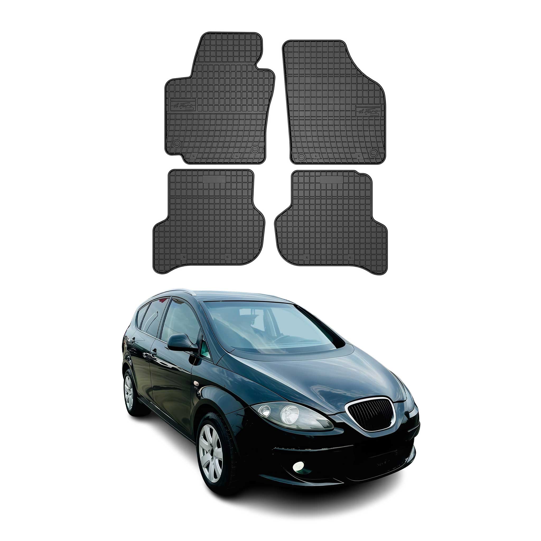 OMAC Alfombrillas De Coche para Seat Altea 2004-2015 Negro Goma 4Pza
