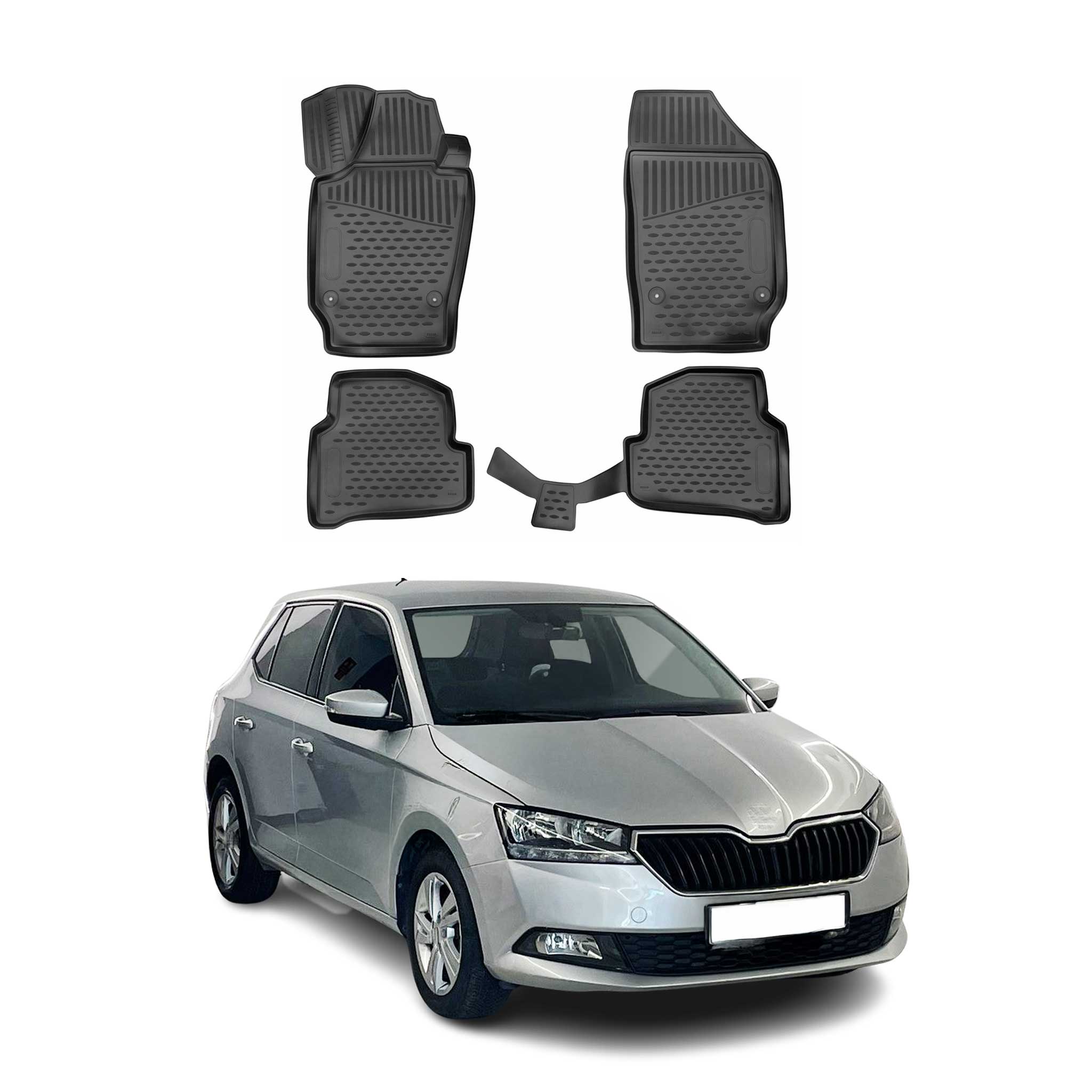 OMAC Alfombrillas De Coche para Skoda Fabia 2019-2021 Negro Goma TPE 4Pza