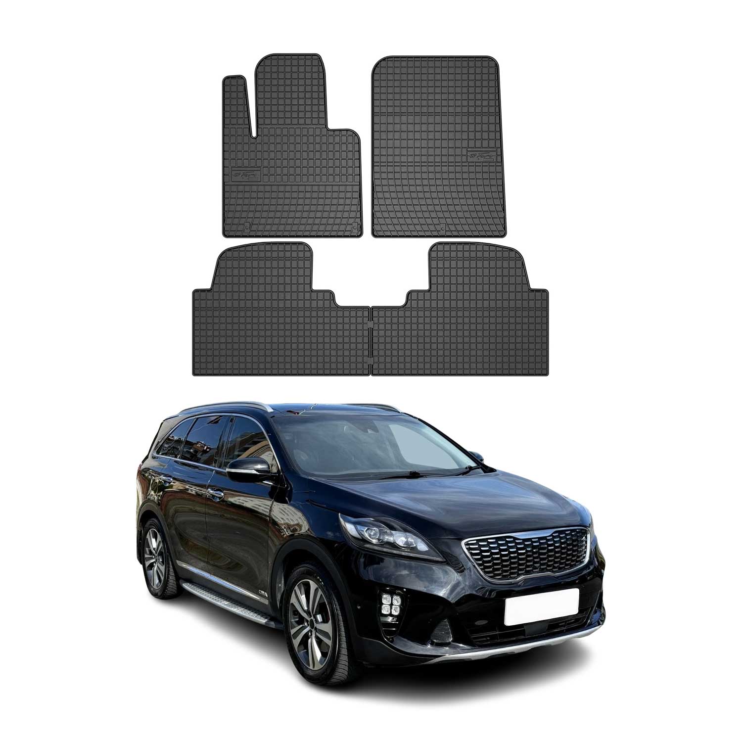 OMAC Alfombrillas De Coche para Kia Sorento 2015-2025 Negro Goma TPE 4Pza