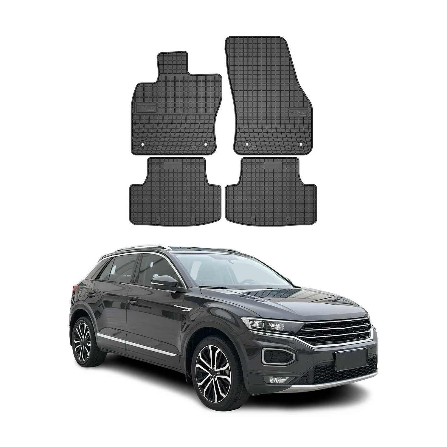 OMAC Alfombrillas De Coche para VW T-Roc 2017-2025 Negro Goma 4Pza