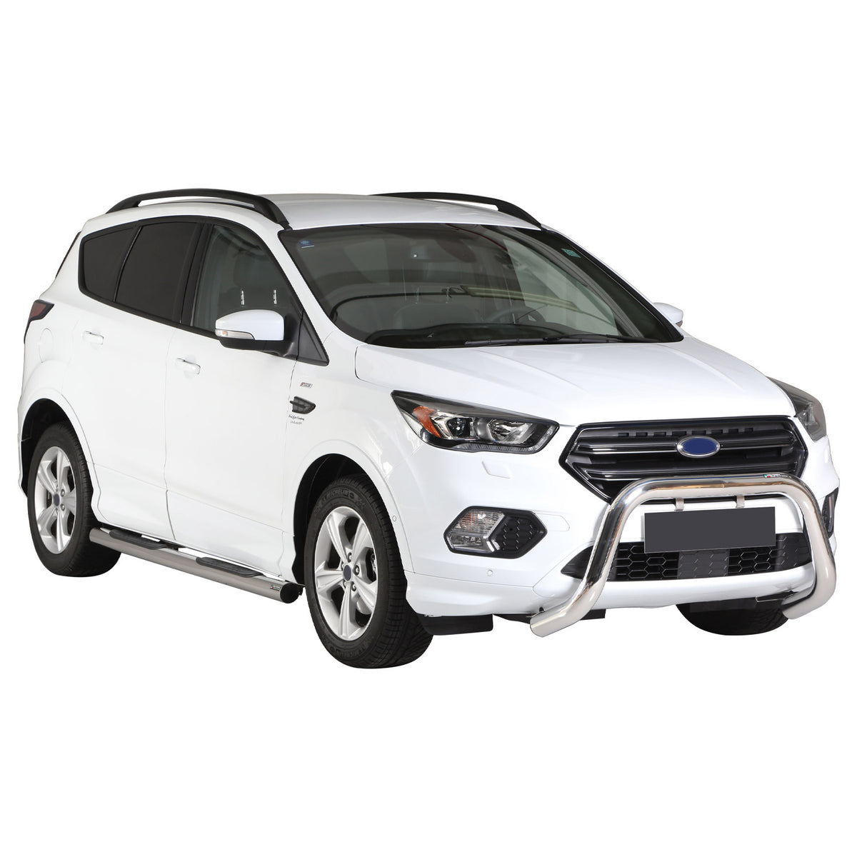 Bull Barra Frontal para Ford Kuga 2017-2019 Plata Brillante Acero 1Pza