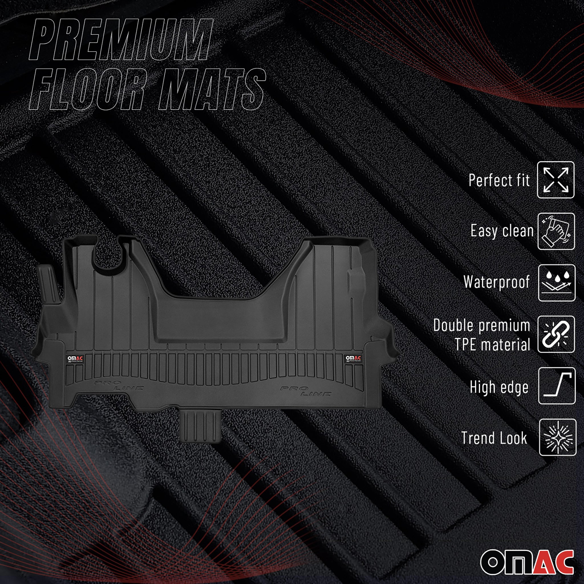 OMAC Premium Alfombrillas De Coche para Iveco Daily 2014-2025 Negro TPE Goma