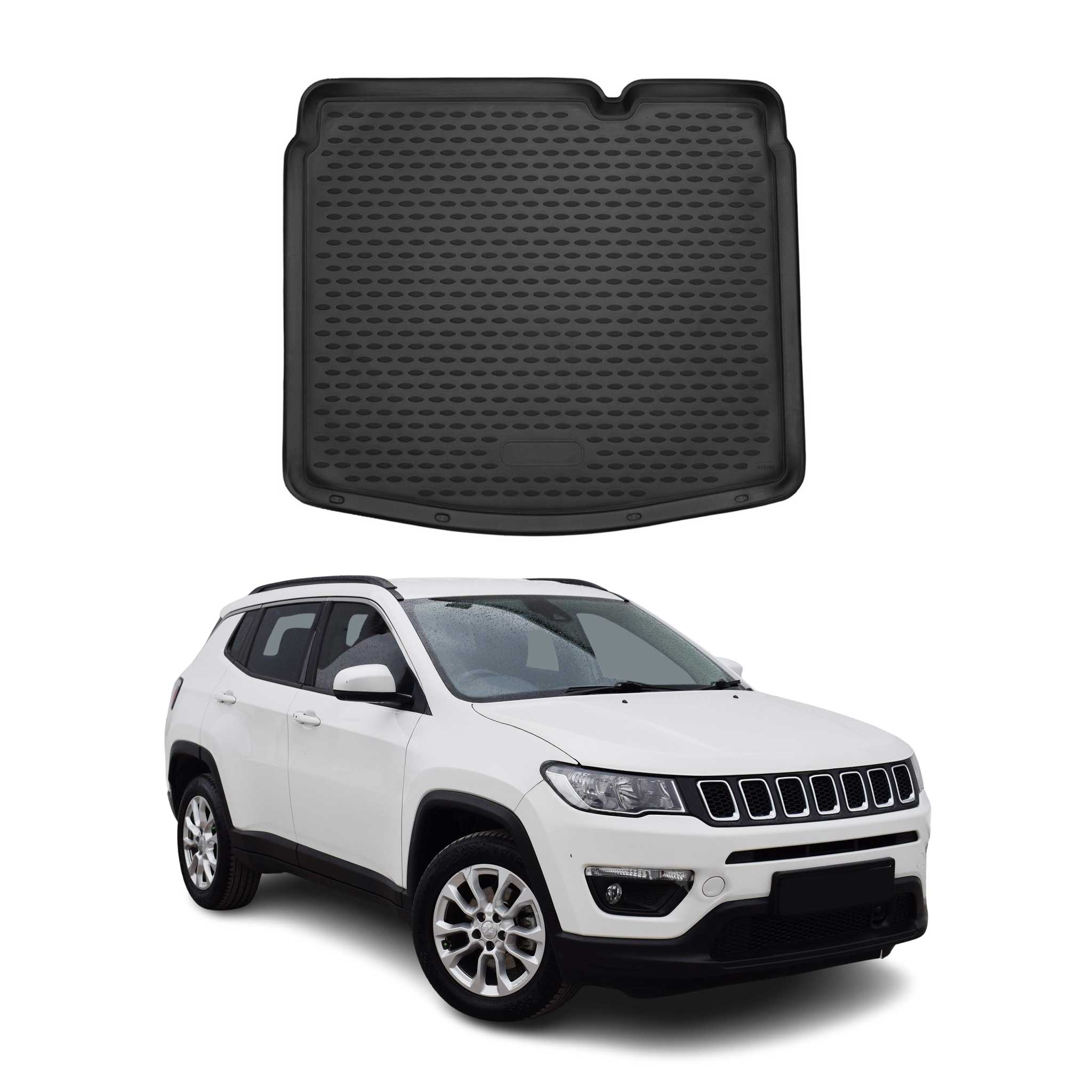 OMAC Bandeja Maletero Alfombrilla para Jeep Compass 2016-2021 Negro Goma TPE