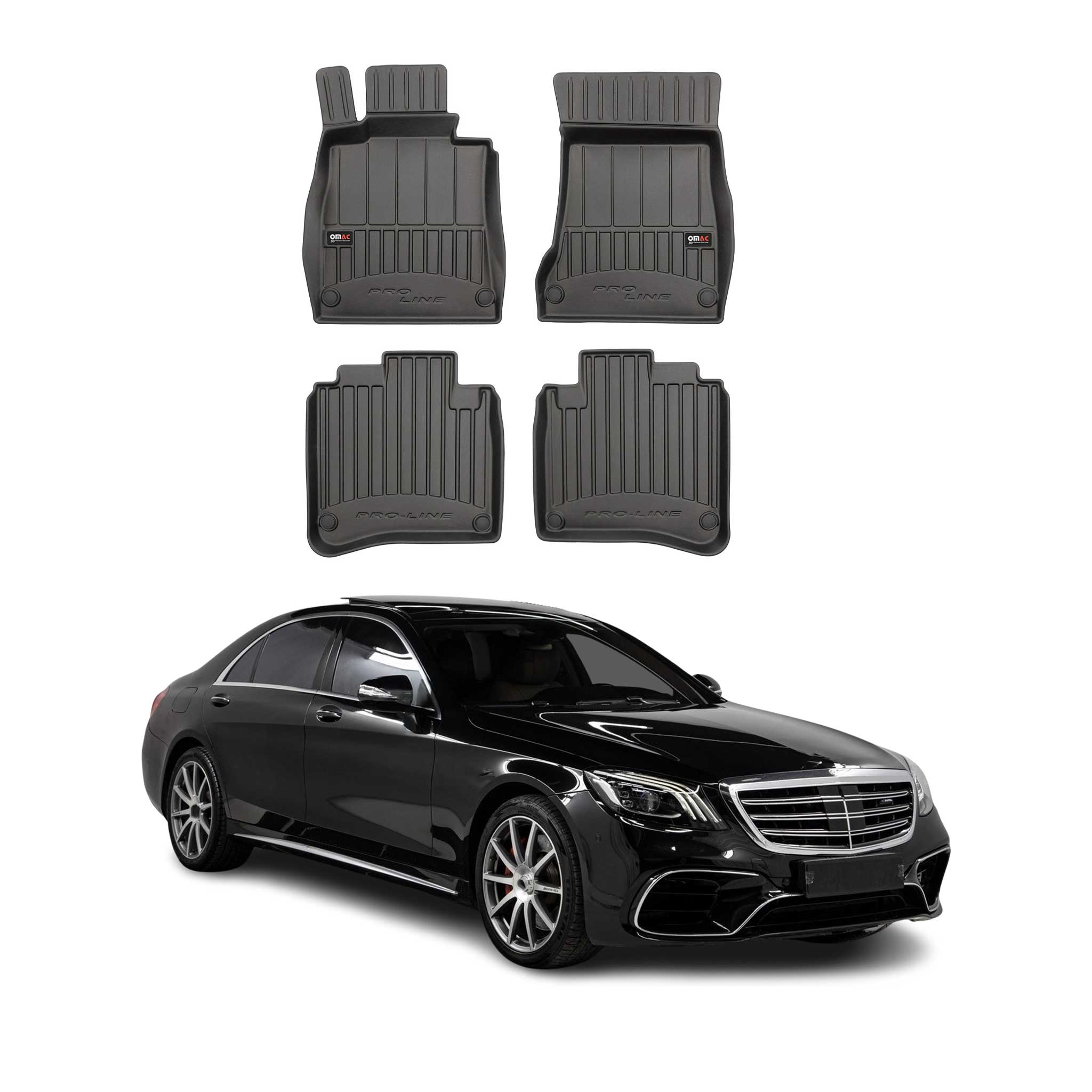 OMAC Premium Alfombrillas Coche para Mercedes S Class Largo V222 X222 2014-2020