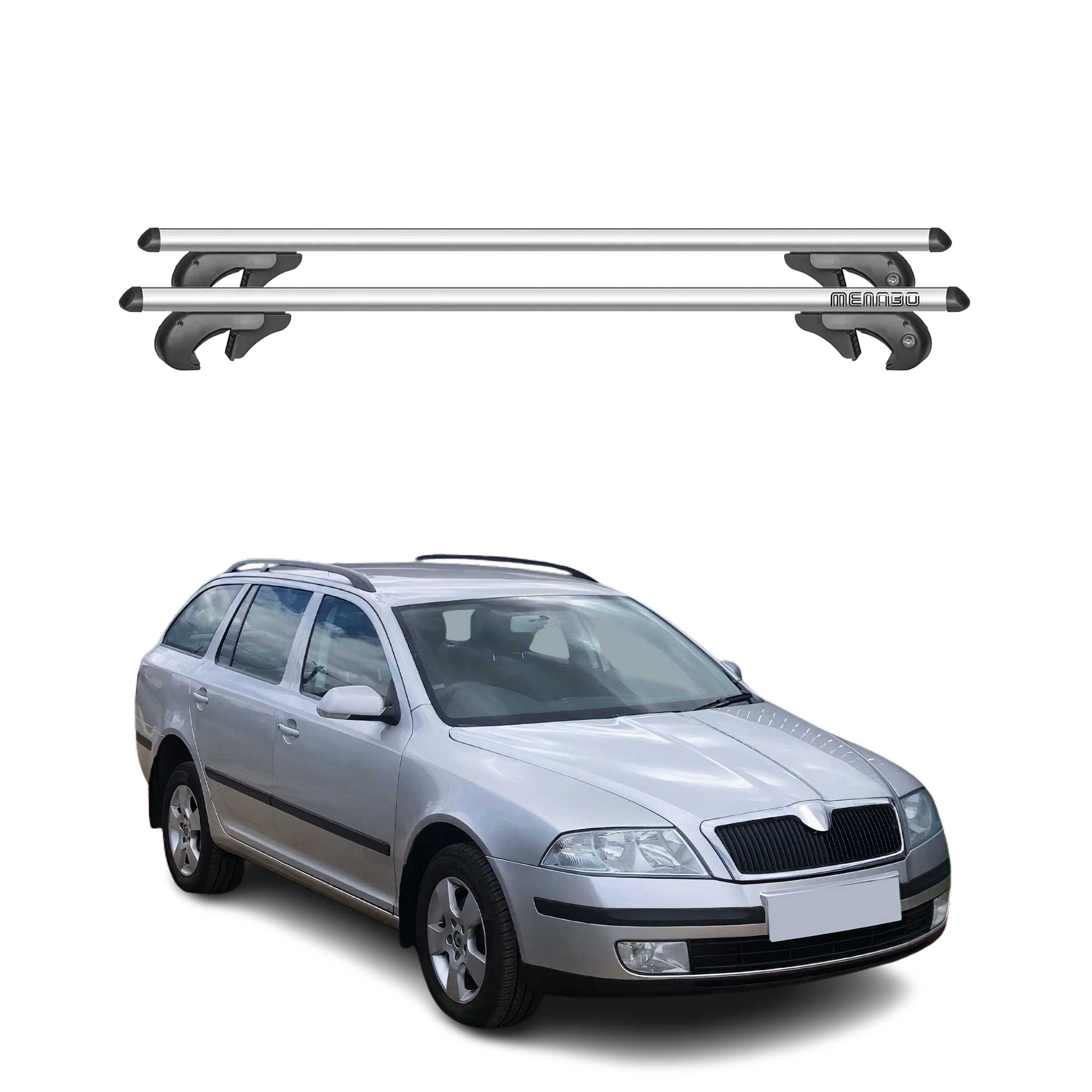 Menabo Barras de Techo Coche Barra para Skoda Octavia Scout 2007-2012 Gris Alu