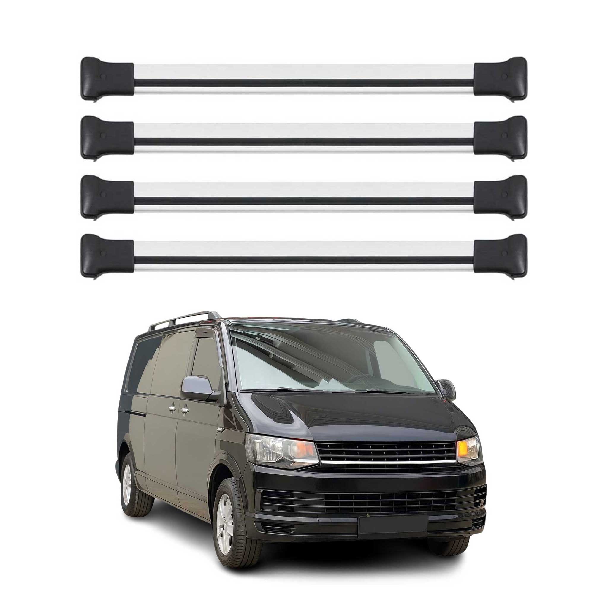Barras de Techo Coche para VW T6 T6.1 Transporter 2015-2024 Gris Alu 4Pza