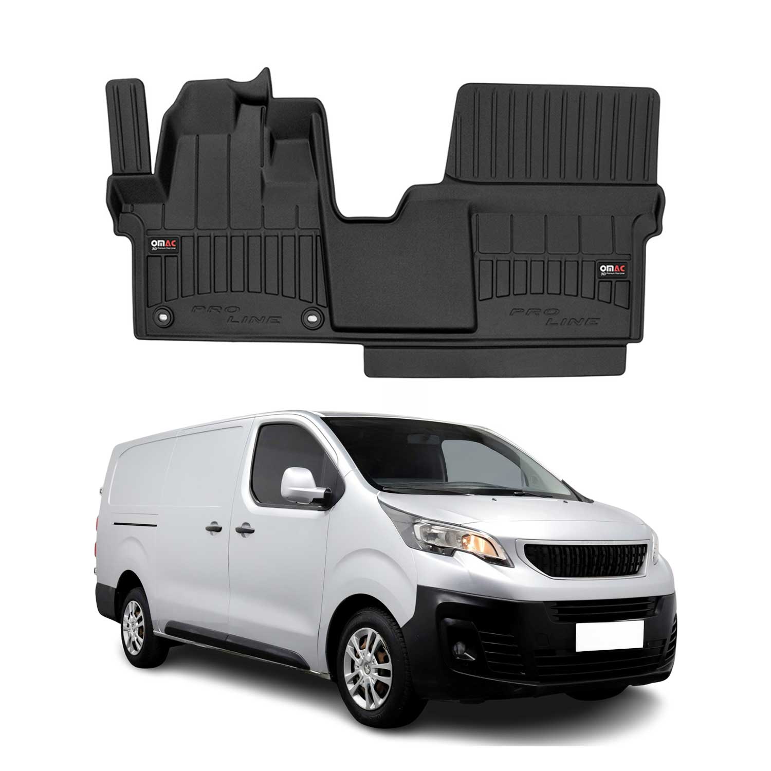 OMAC Premium Alfombrillas De Coche para Peugeot Expert 2016-2026 Negro TPE Goma