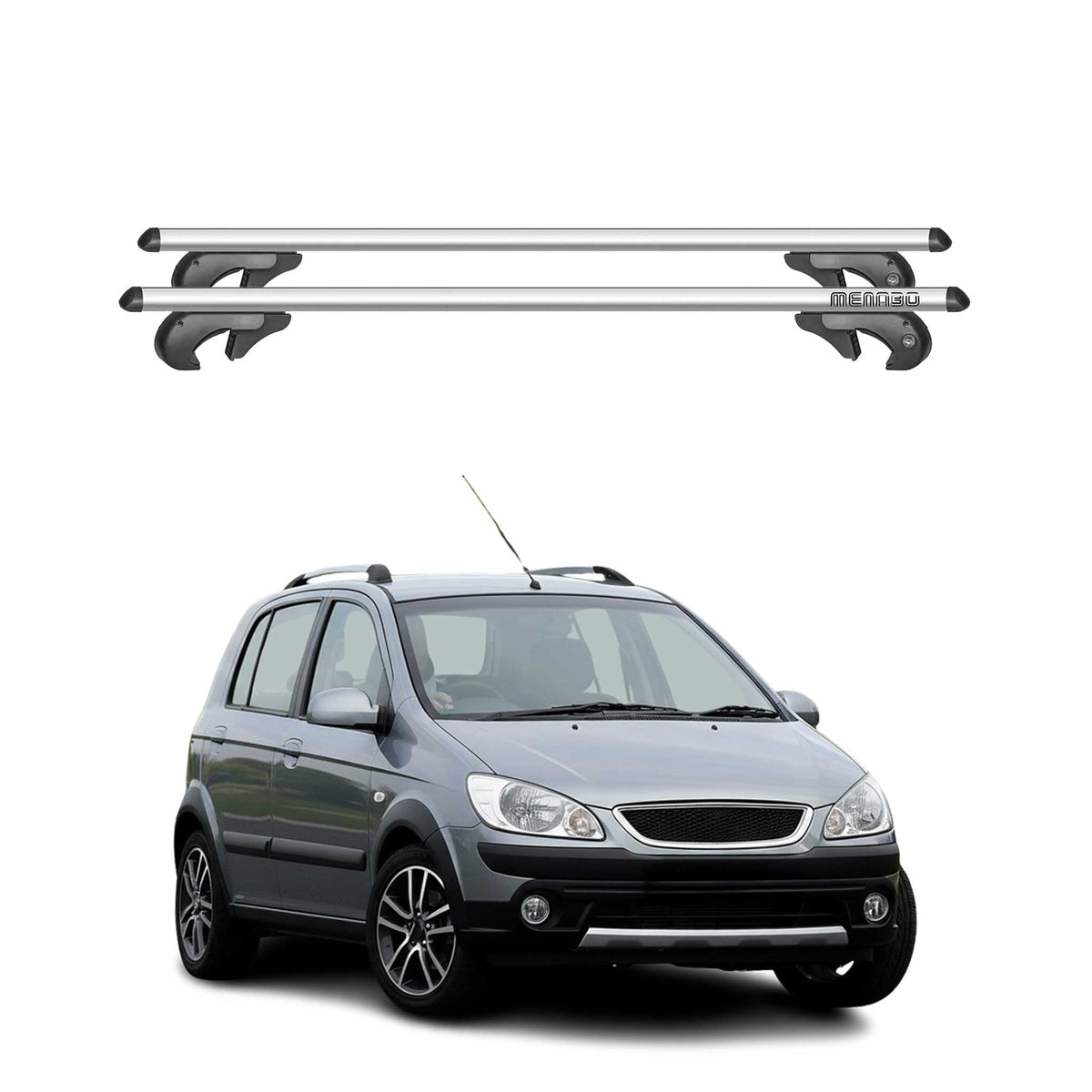 Menabo Barras de Techo Baca para Hyundai Getz TB 2006-2011 Gris Aluminio 2Pza