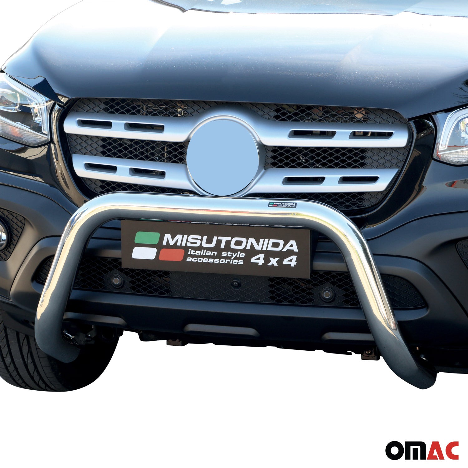 Bull Barra Frontal para Mercedes X Class 2017-2020 Plata Brillante Acero