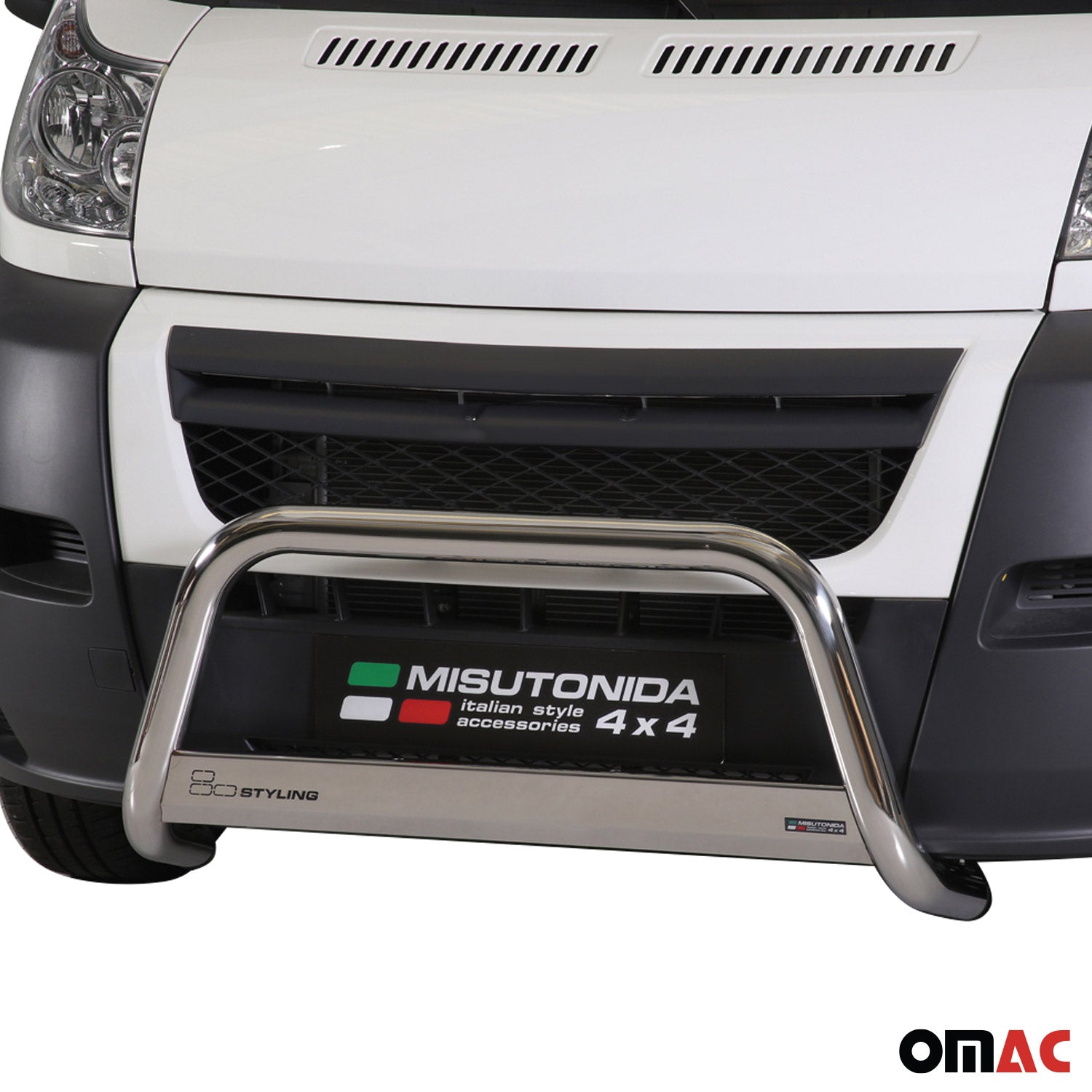 Bull Barra Frontal para Citroen Jumper 2006-2013 Plata Brillante Acero