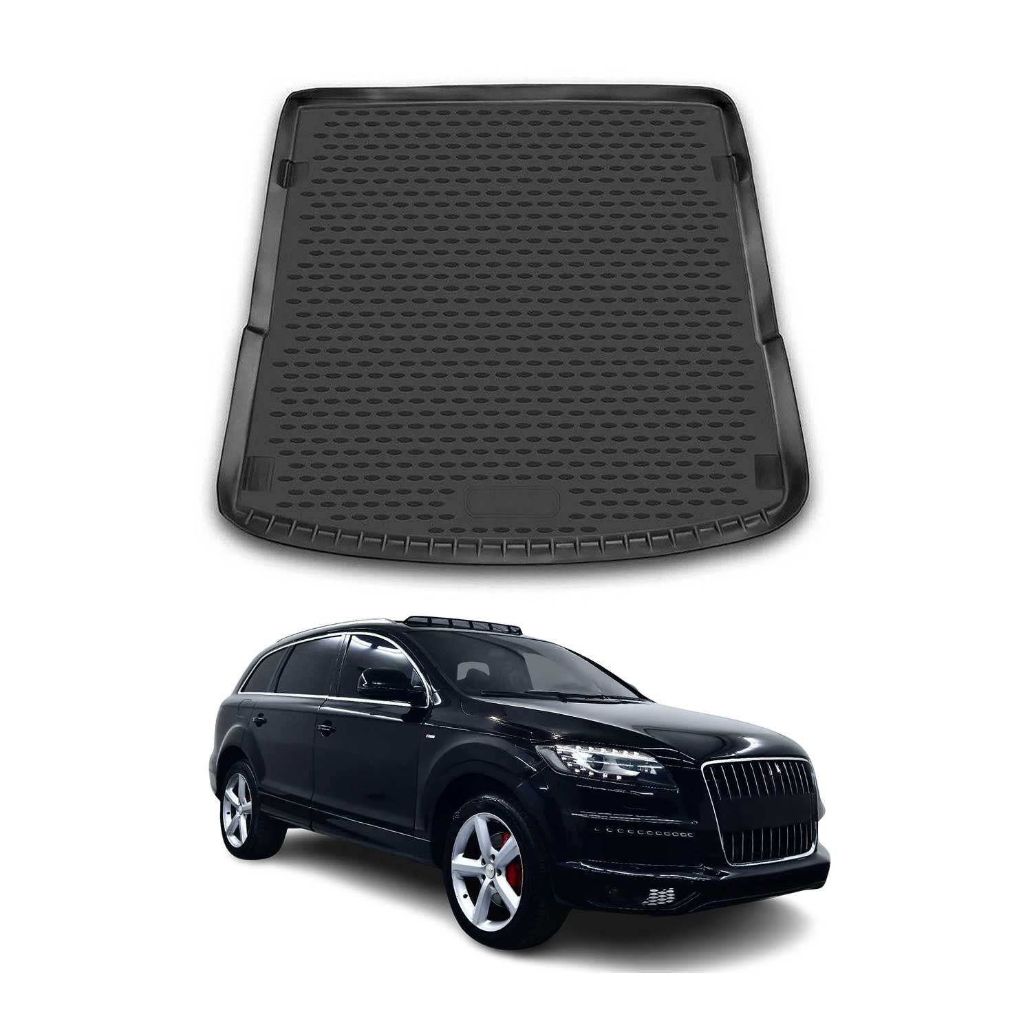 OMAC Bandeja Maletero Alfombrilla para Audi Q7 2006-2015 Negro Goma TPE 1Pza