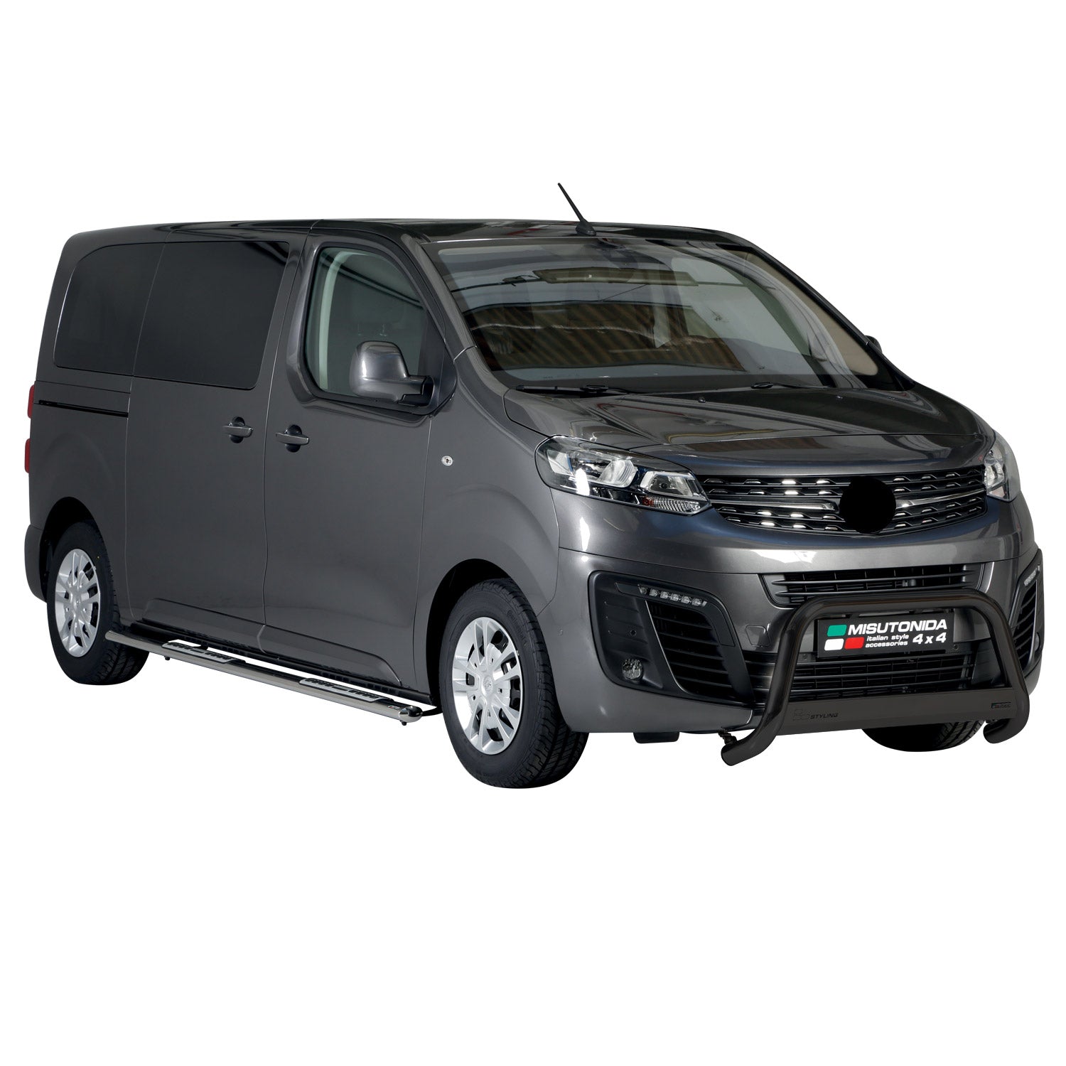 Bull Barra Frontal para Opel Zafira Life 2020-2025 Negro Brillante Acero 1Pza