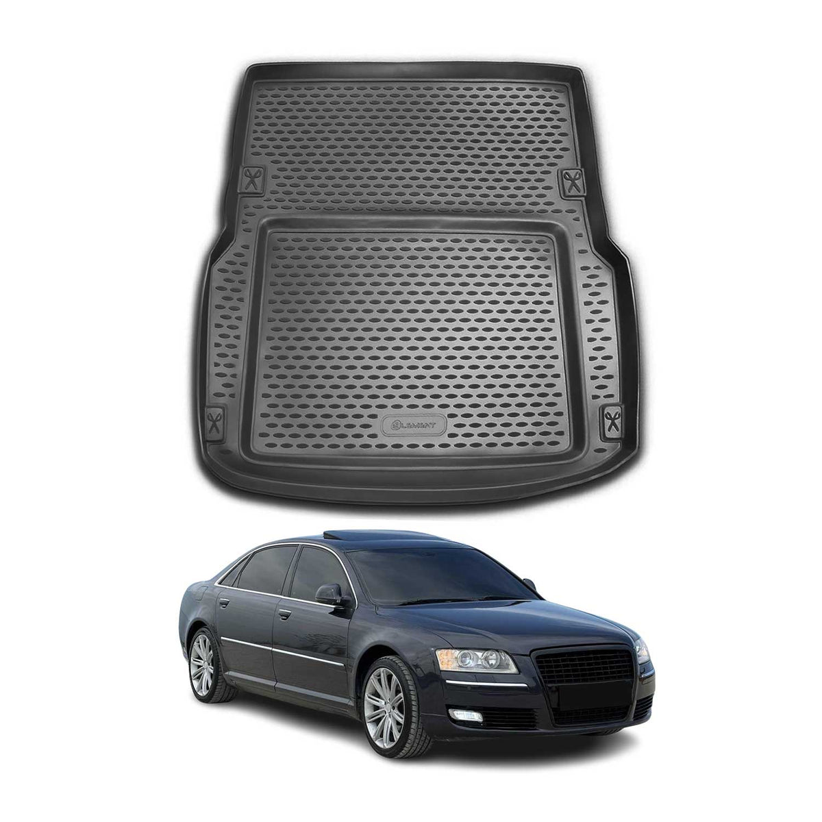 OMAC Bandeja Maletero Alfombrilla para Audi A8 D3 Sedán 2002-2010 Negro Goma TPE