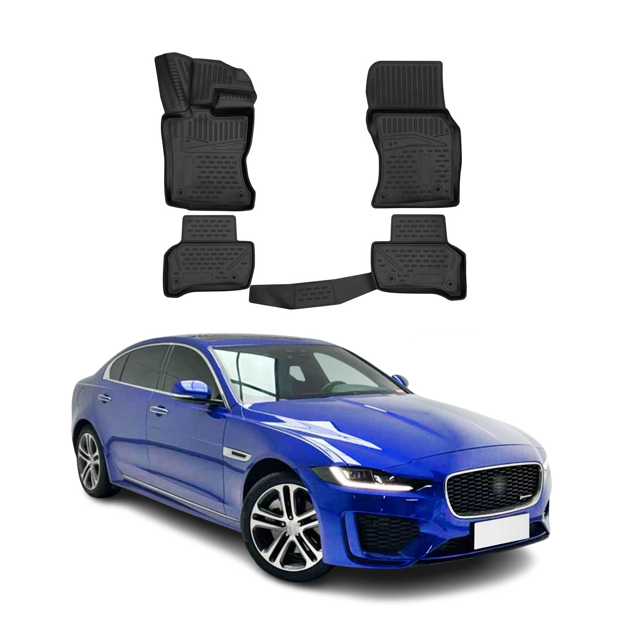 OMAC Alfombrillas De Coche para Jaguar XF 2019-2025 Negro Goma TPE 4Pza